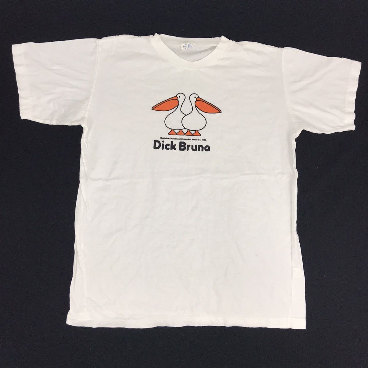image of Vintage Dick Bruno Copyright Mercis Bv 1980 Big Printed in White, Women's (Size Small)