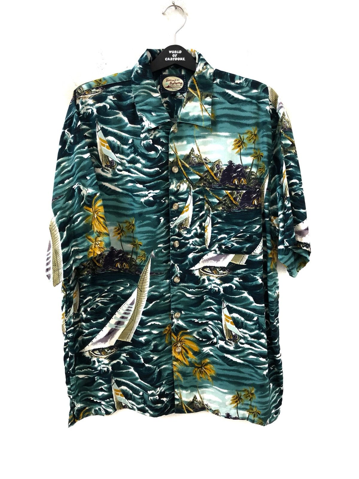 Tommy Bahama Vintage TB 100% Rayon Sail Boat Palm Tree Ocean Hawaiian Size US M / EU 48-50 / 2 - 3 Thumbnail