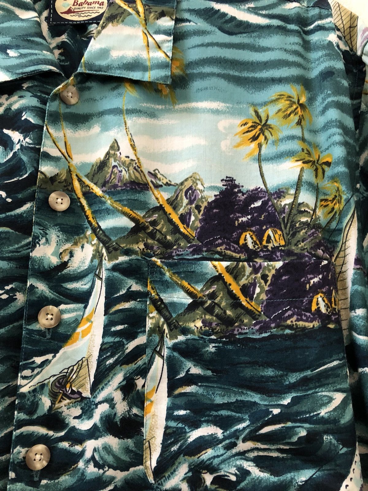 Tommy Bahama Vintage TB 100% Rayon Sail Boat Palm Tree Ocean Hawaiian Size US M / EU 48-50 / 2 - 9 Thumbnail