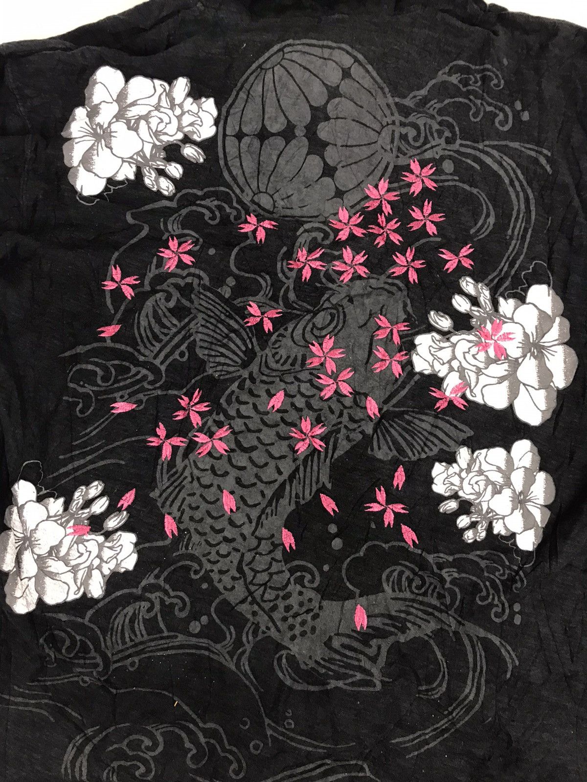Japanese Brand Floral Suka Koi Fish Art Design Tattoo Printed Tee Size US L / EU 52-54 / 3 - 3 Thumbnail