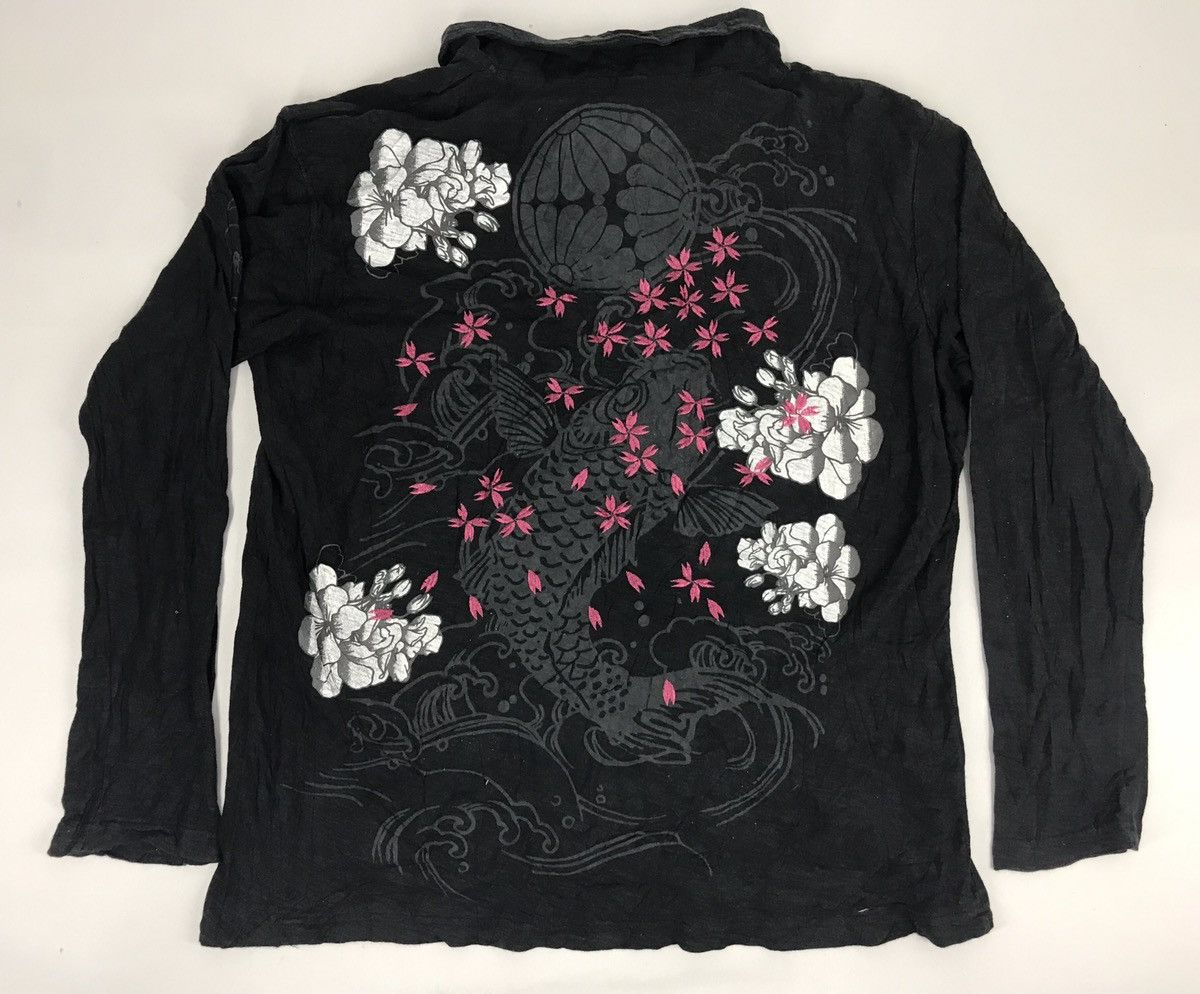 Japanese Brand Floral Suka Koi Fish Art Design Tattoo Printed Tee Size US L / EU 52-54 / 3 - 1 Thumbnail