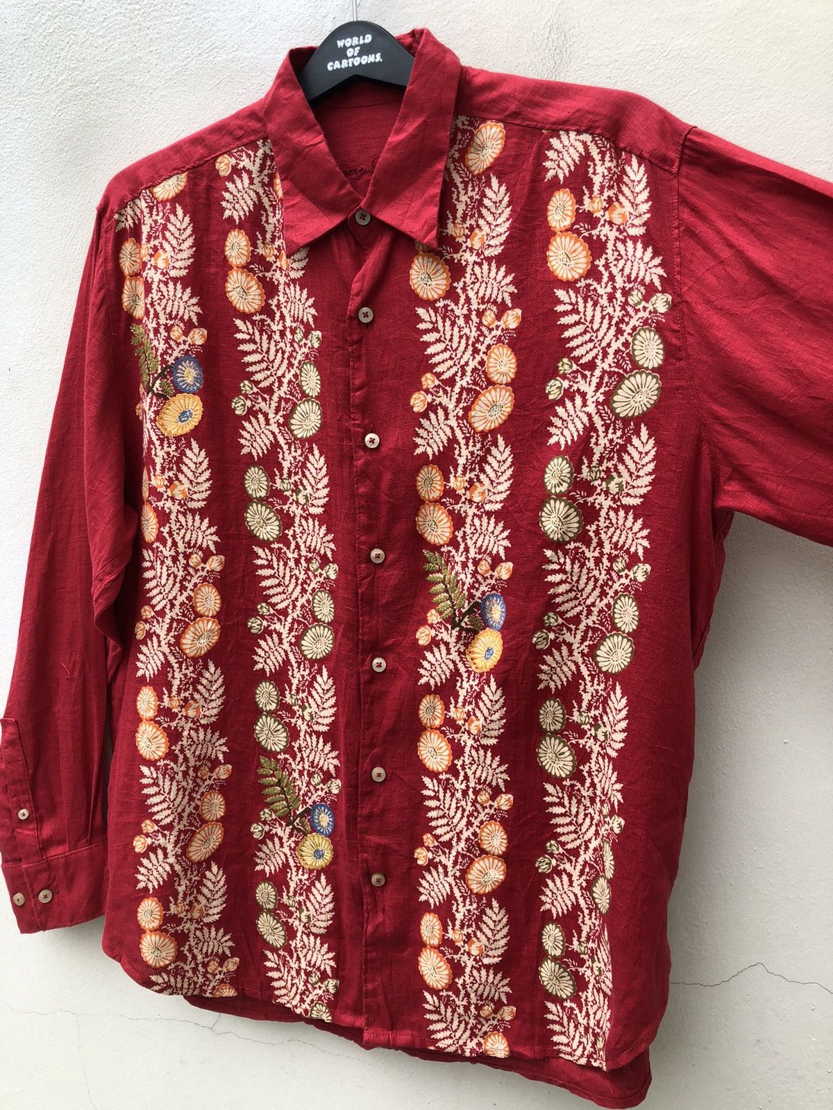 Tommy Bahama Tommy Bahama Panel Print Long Sleeve Hawaiian Linen Shirt Size US M / EU 48-50 / 2 - 3 Thumbnail