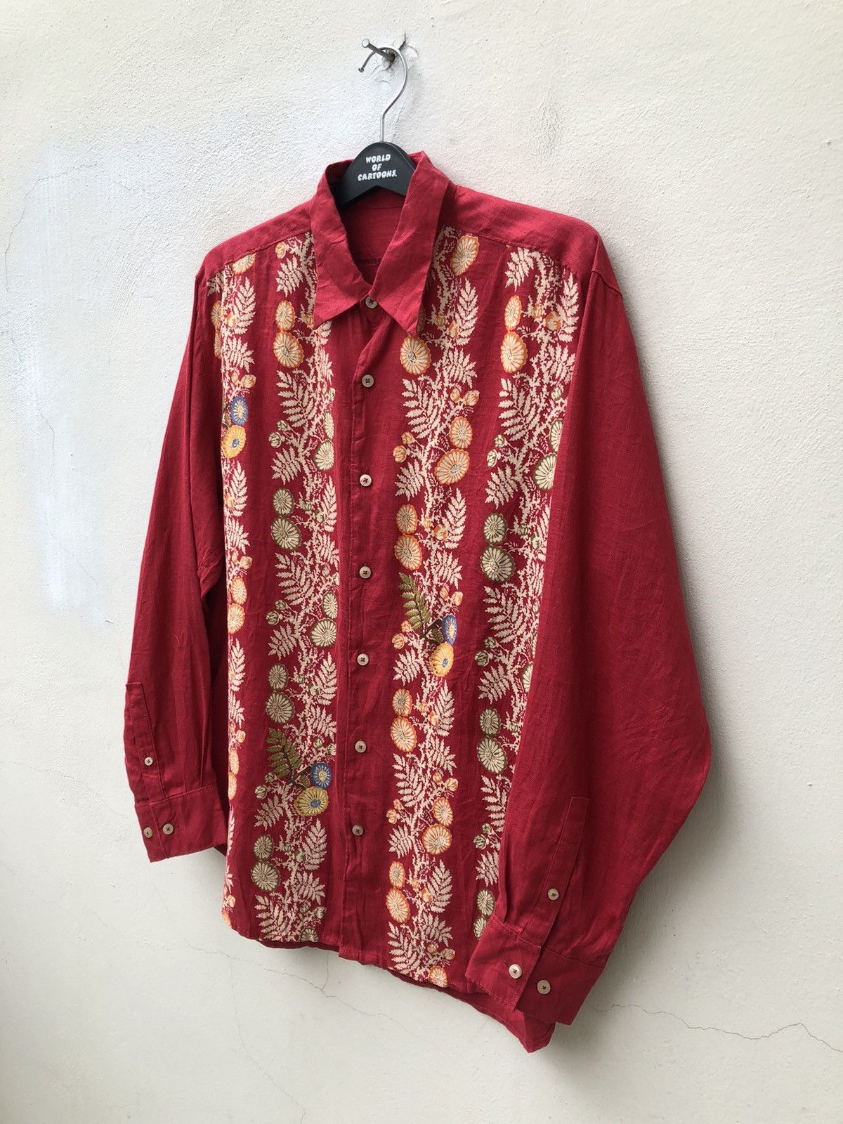 Tommy Bahama Tommy Bahama Panel Print Long Sleeve Hawaiian Linen Shirt Size US M / EU 48-50 / 2 - 2 Thumbnail