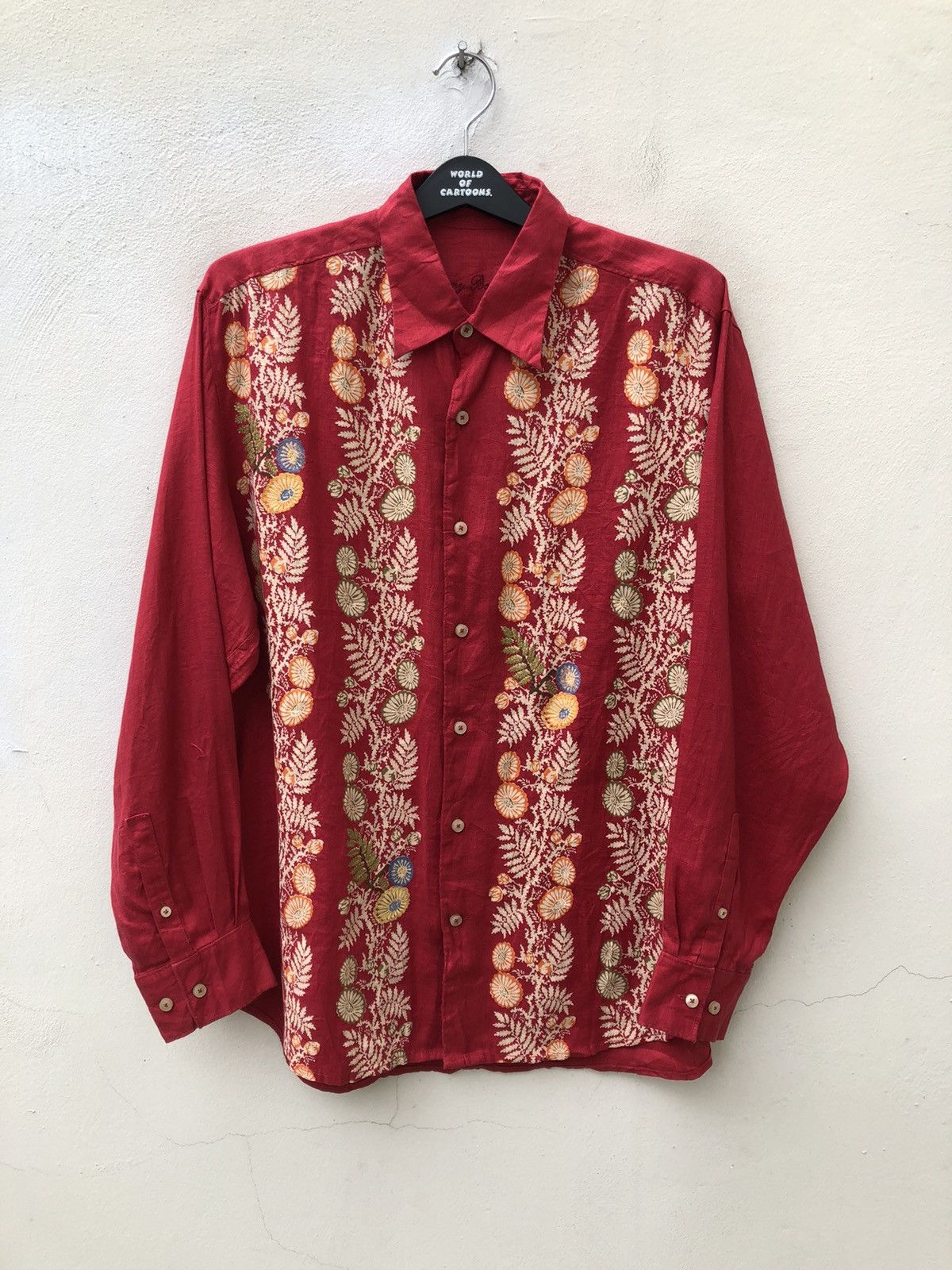 Tommy Bahama Tommy Bahama Panel Print Long Sleeve Hawaiian Linen Shirt Size US M / EU 48-50 / 2 - 1 Thumbnail