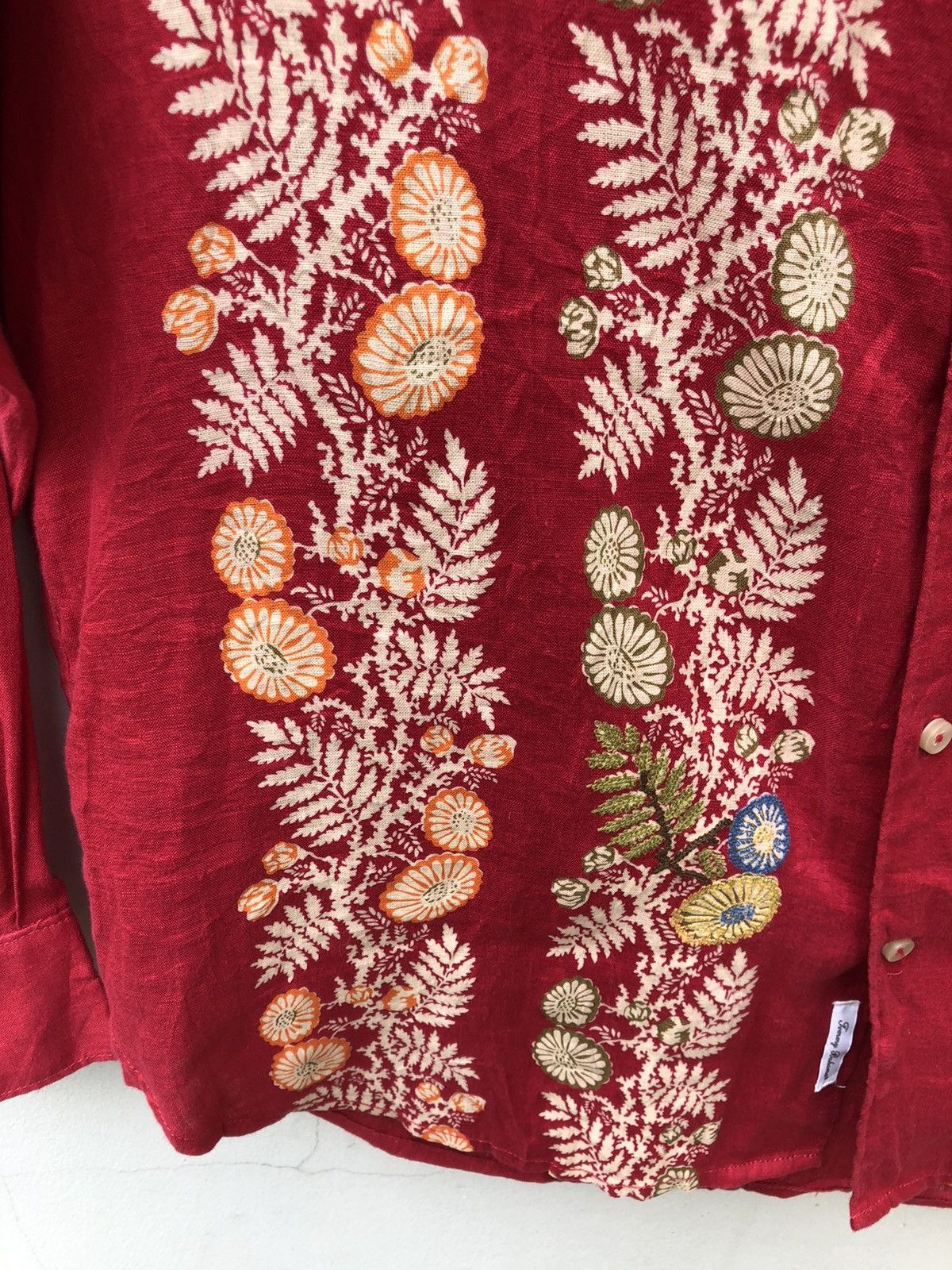 Tommy Bahama Tommy Bahama Panel Print Long Sleeve Hawaiian Linen Shirt Size US M / EU 48-50 / 2 - 6 Thumbnail