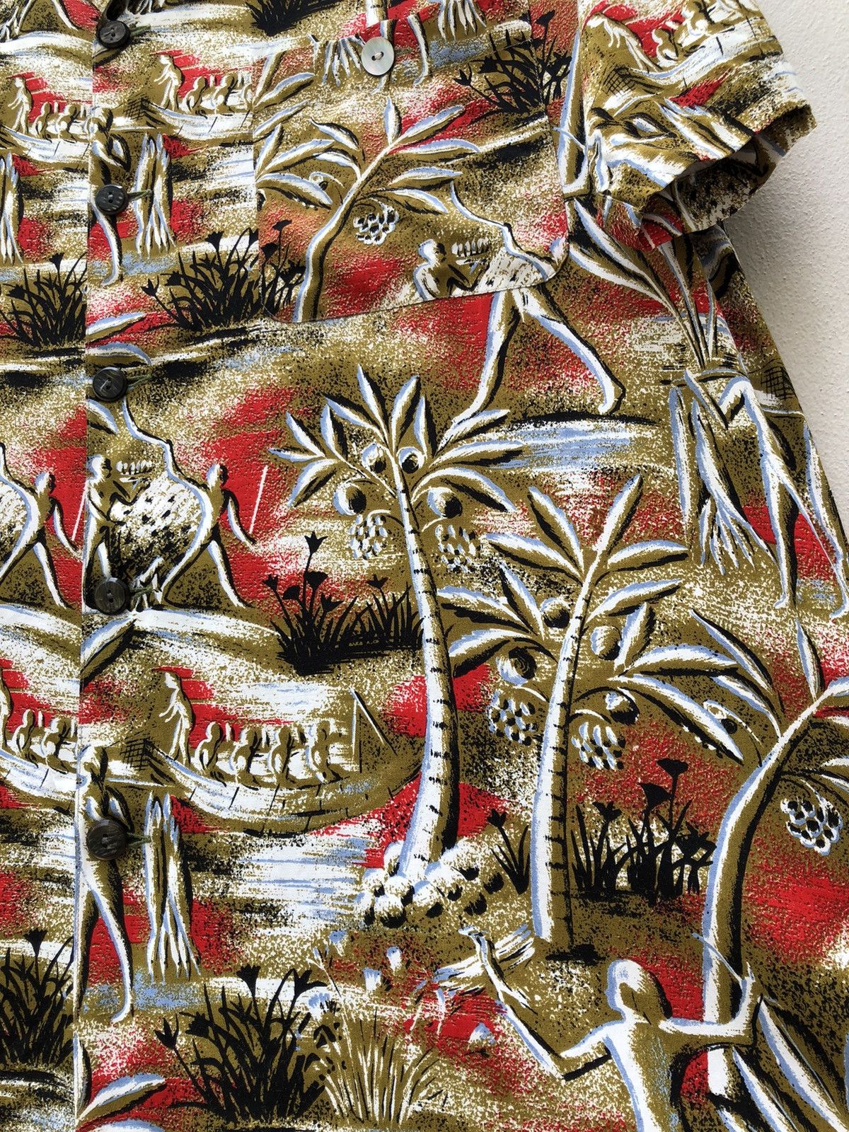 Other Jun Saito Grass Men’s Japan Abstract Print Rayon Hawaiian Size US M / EU 48-50 / 2 - 13 Thumbnail