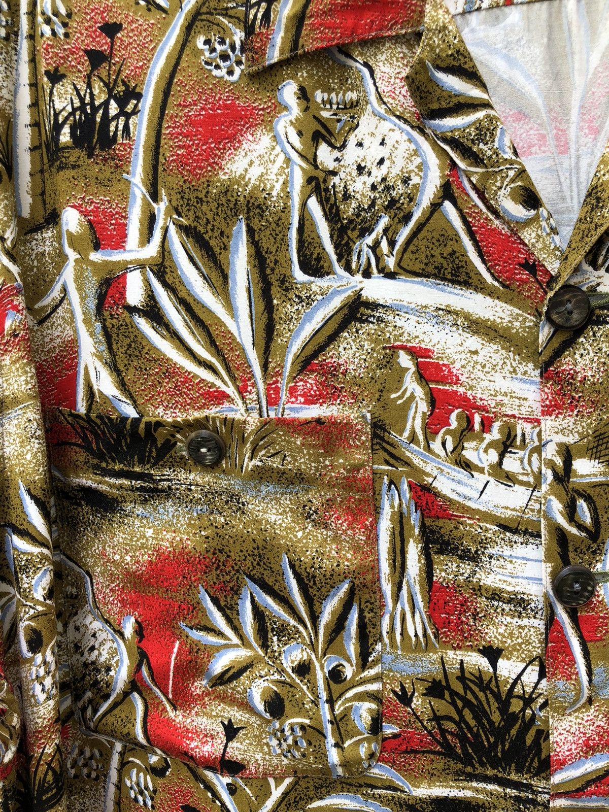 Other Jun Saito Grass Men’s Japan Abstract Print Rayon Hawaiian Size US M / EU 48-50 / 2 - 7 Thumbnail