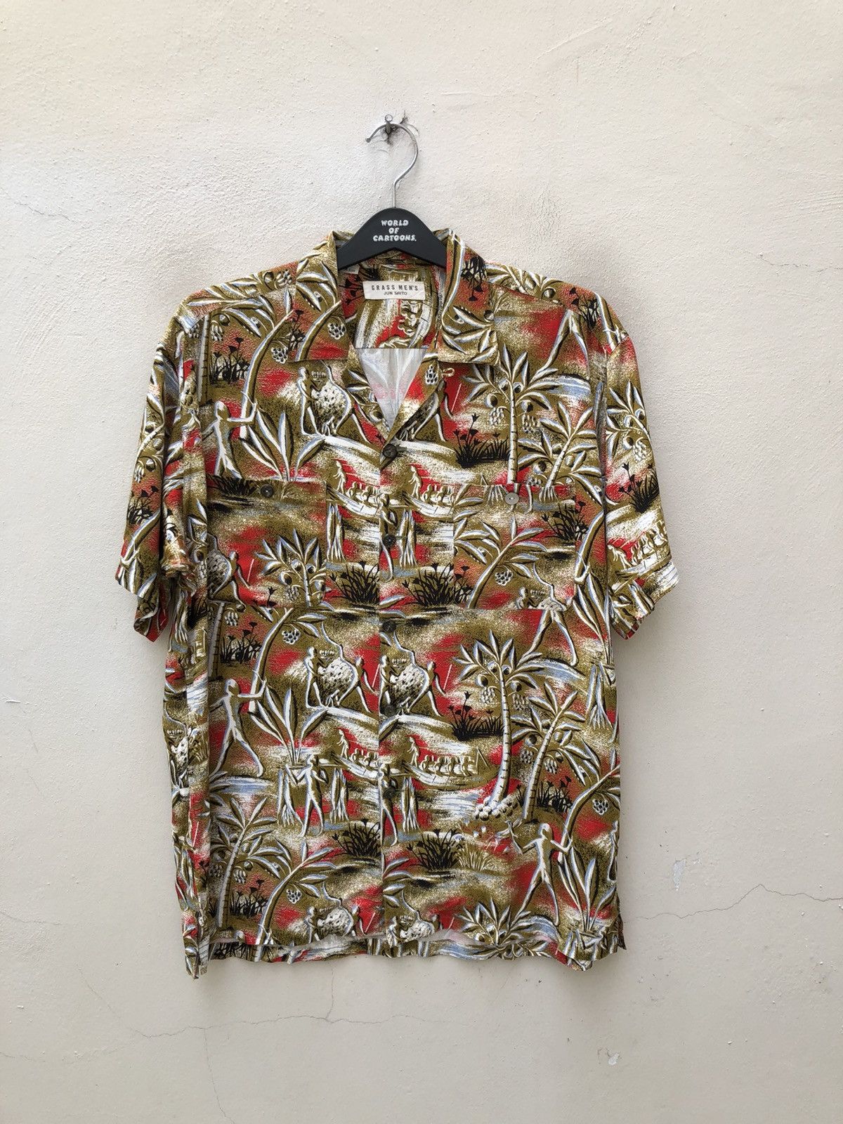 Other Jun Saito Grass Men’s Japan Abstract Print Rayon Hawaiian Size US M / EU 48-50 / 2 - 5 Thumbnail