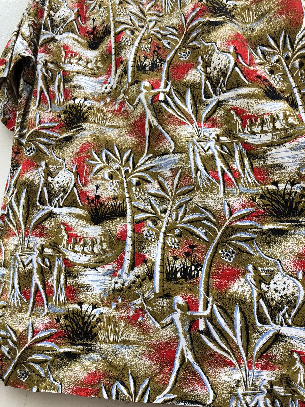 Other Jun Saito Grass Men’s Japan Abstract Print Rayon Hawaiian Size US M / EU 48-50 / 2 - 22 Thumbnail