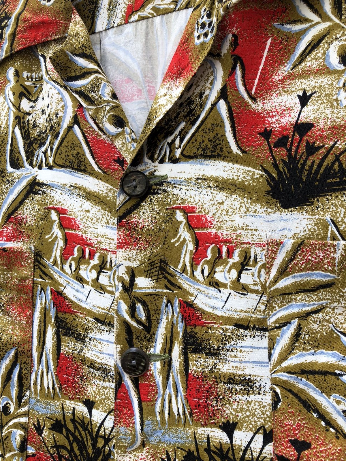 Other Jun Saito Grass Men’s Japan Abstract Print Rayon Hawaiian Size US M / EU 48-50 / 2 - 9 Thumbnail