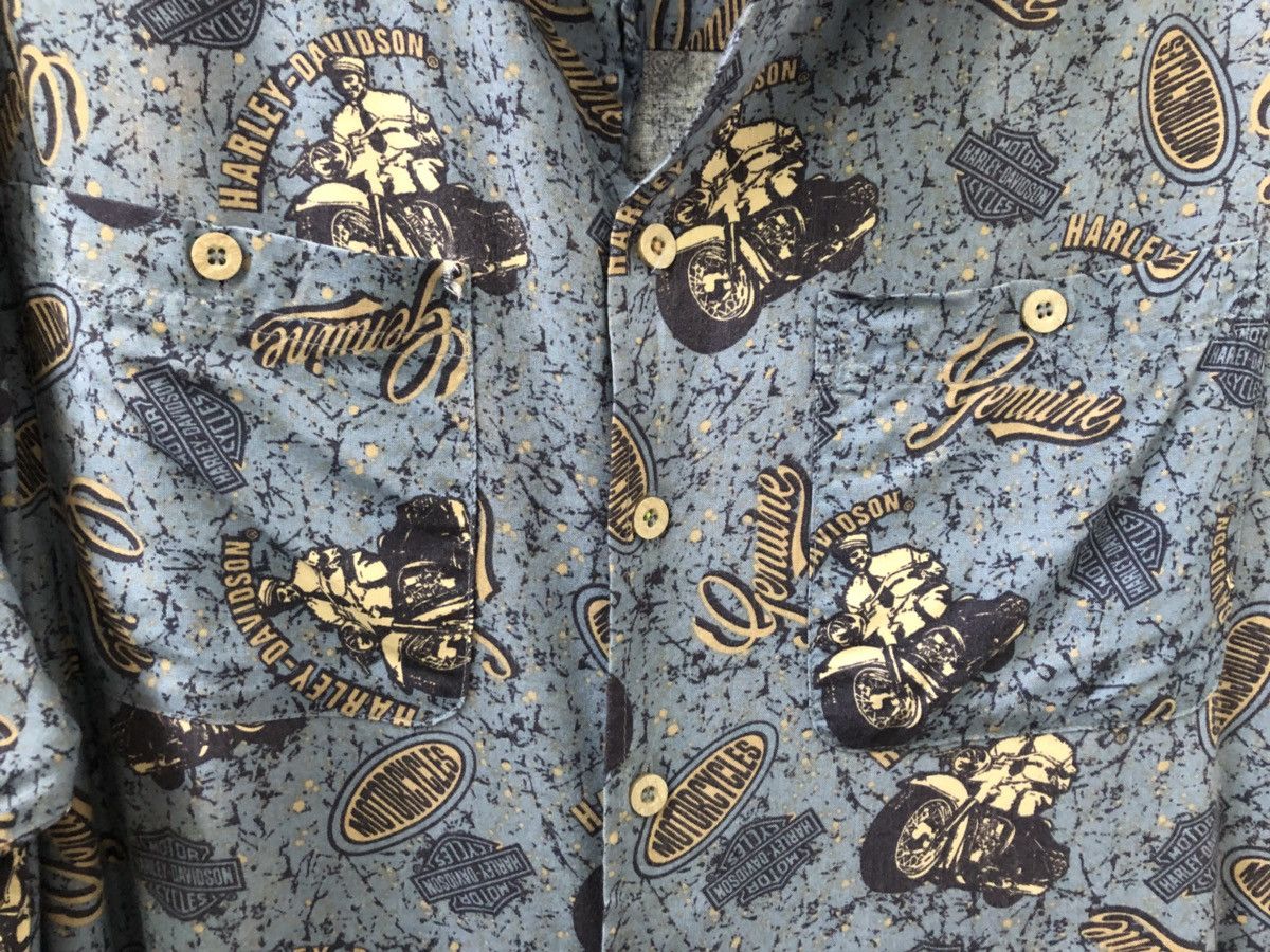 Harley Davidson Vintage HD All Printed 100% Rayon Hawaiian Aloha Shirt Size US XL / EU 56 / 4 - 4 Thumbnail
