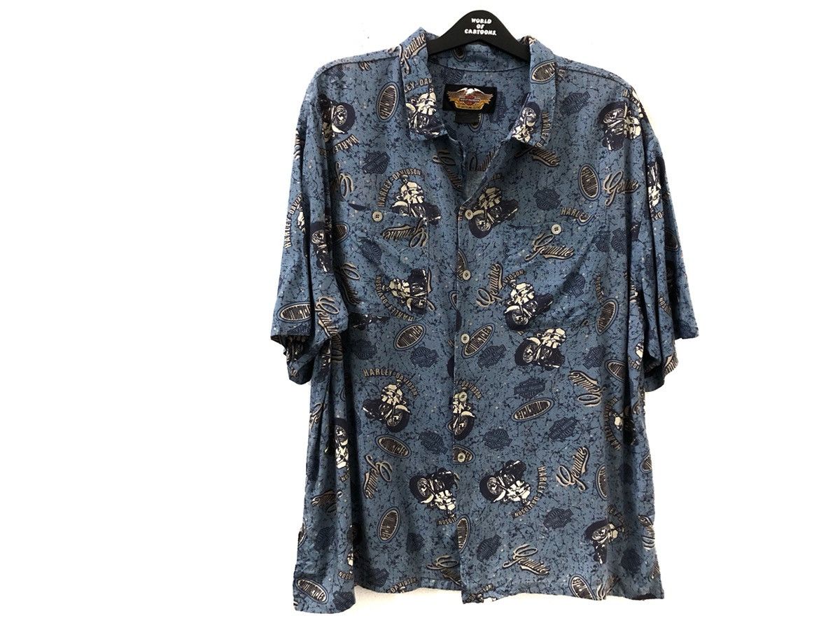Harley Davidson Vintage HD All Printed 100% Rayon Hawaiian Aloha Shirt Size US XL / EU 56 / 4 - 3 Thumbnail