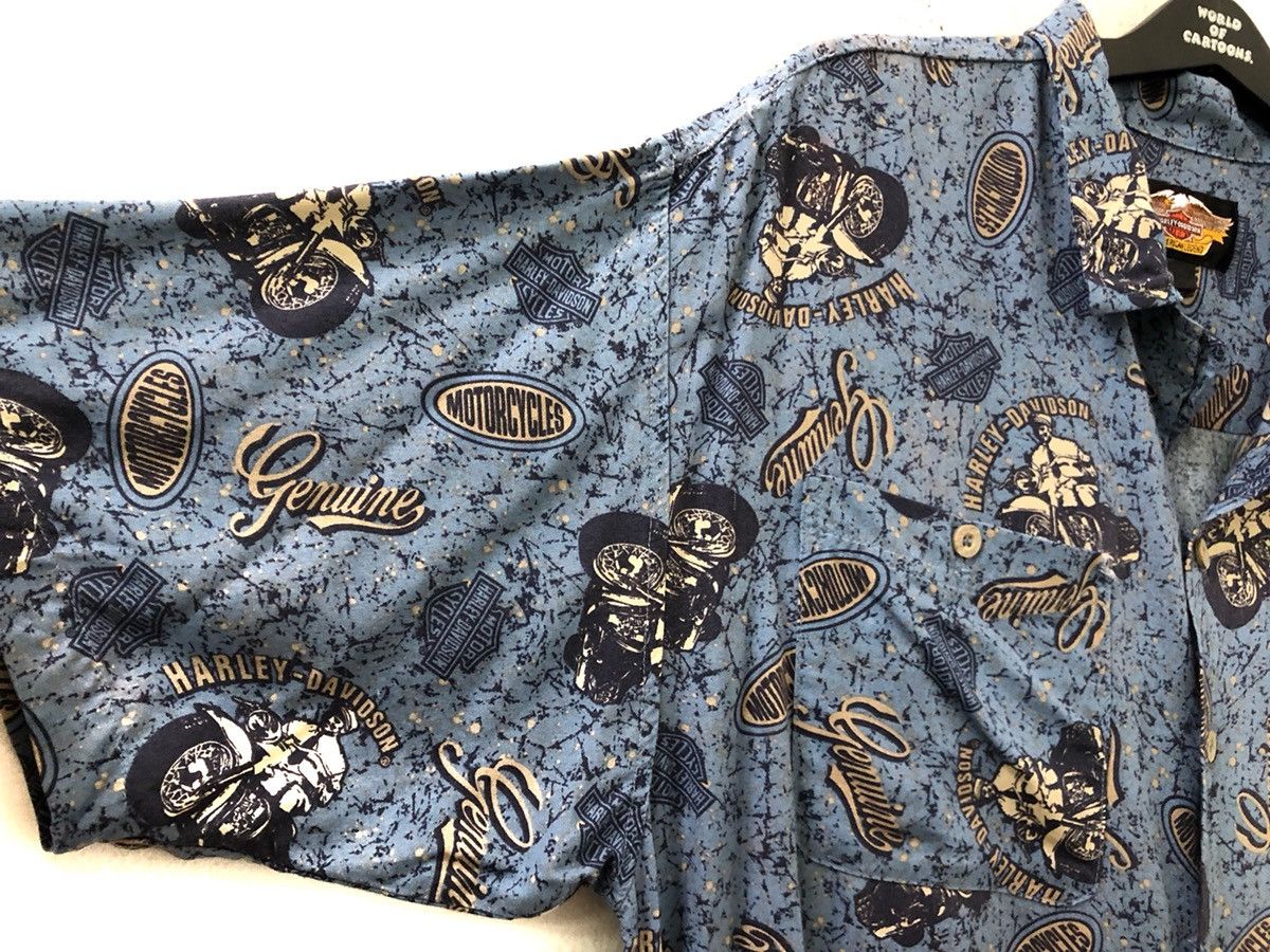 Harley Davidson Vintage HD All Printed 100% Rayon Hawaiian Aloha Shirt Size US XL / EU 56 / 4 - 10 Thumbnail