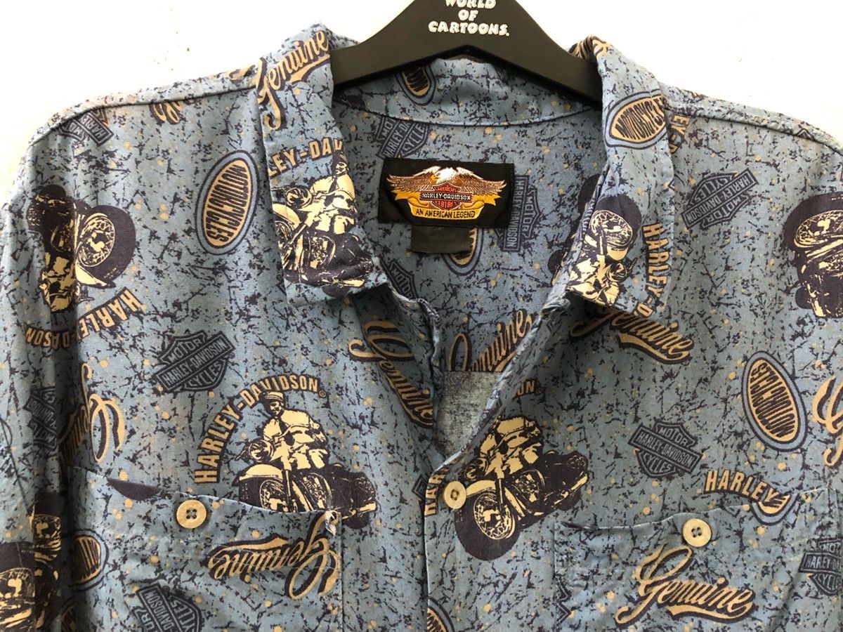Harley Davidson Vintage HD All Printed 100% Rayon Hawaiian Aloha Shirt Size US XL / EU 56 / 4 - 6 Thumbnail