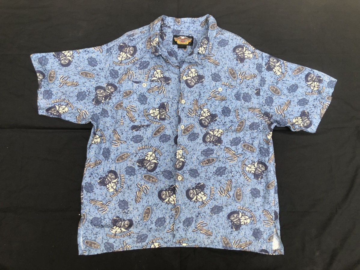 Harley Davidson Vintage HD All Printed 100% Rayon Hawaiian Aloha Shirt Size US XL / EU 56 / 4 - 1 Thumbnail