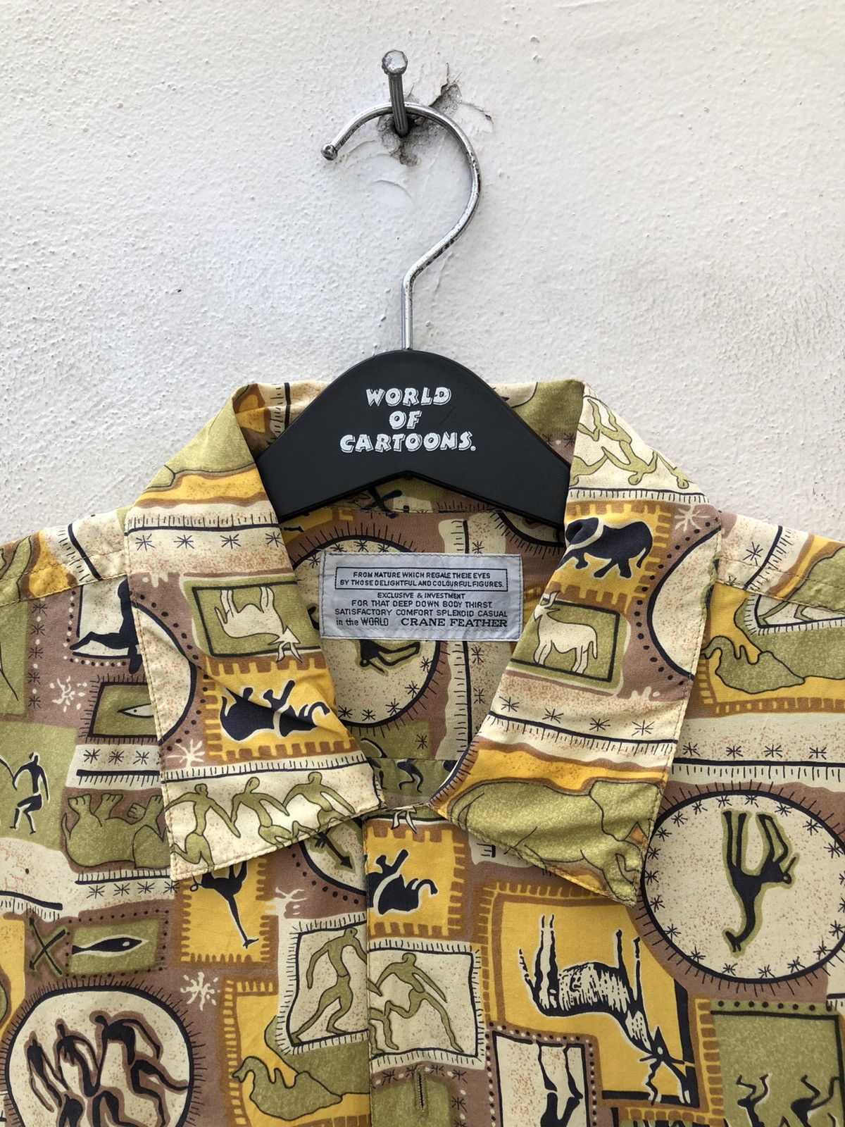 Vintage Vintage 90s Crane Feather Parietal Art Silk Hawaiian Shirt Size US L / EU 52-54 / 3 - 4 Thumbnail