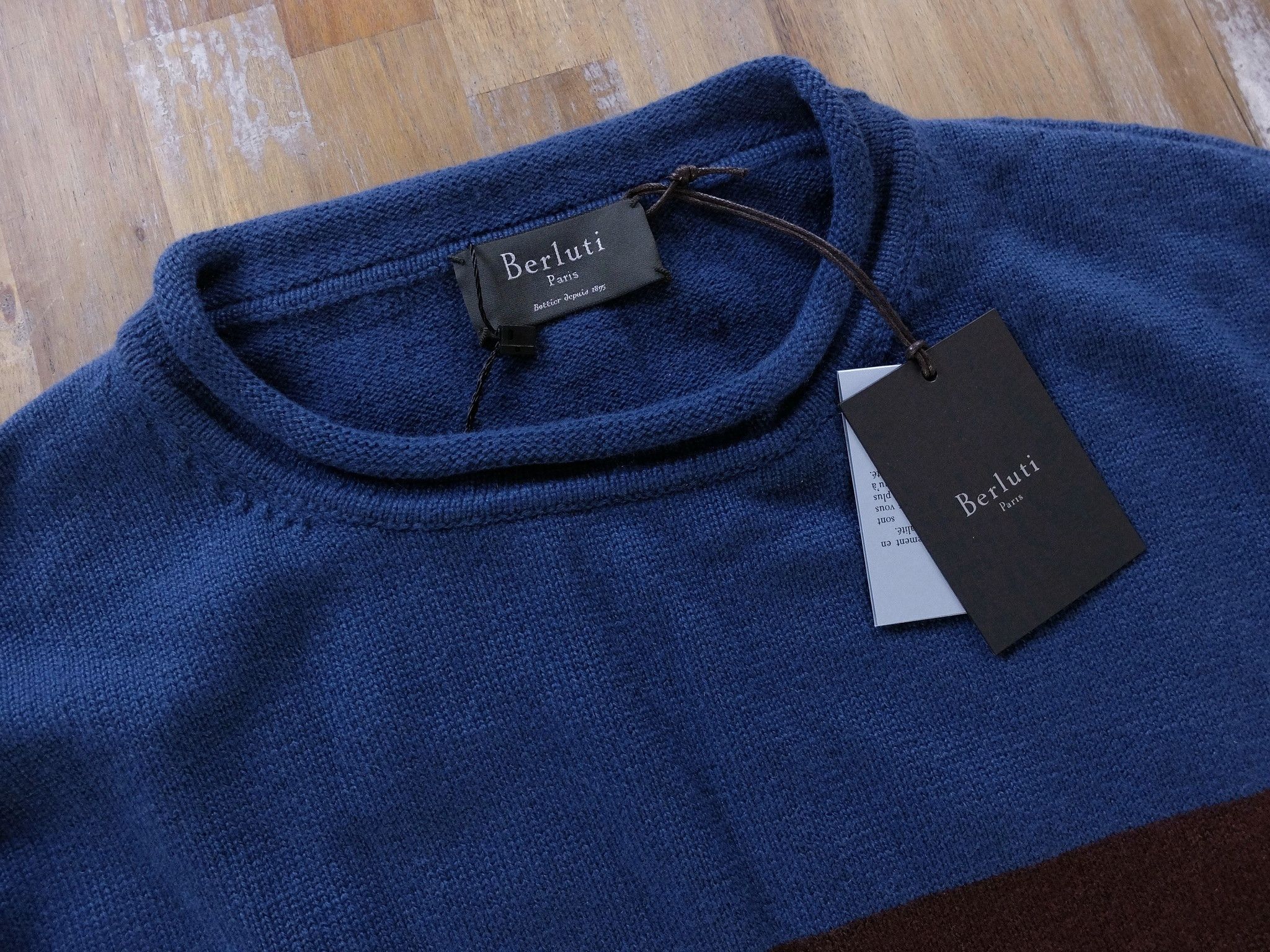 Berluti BERLUTI blue brown striped cashmere sweater XL 52 NWT Size US XL / EU 56 / 4 - 2 Thumbnail