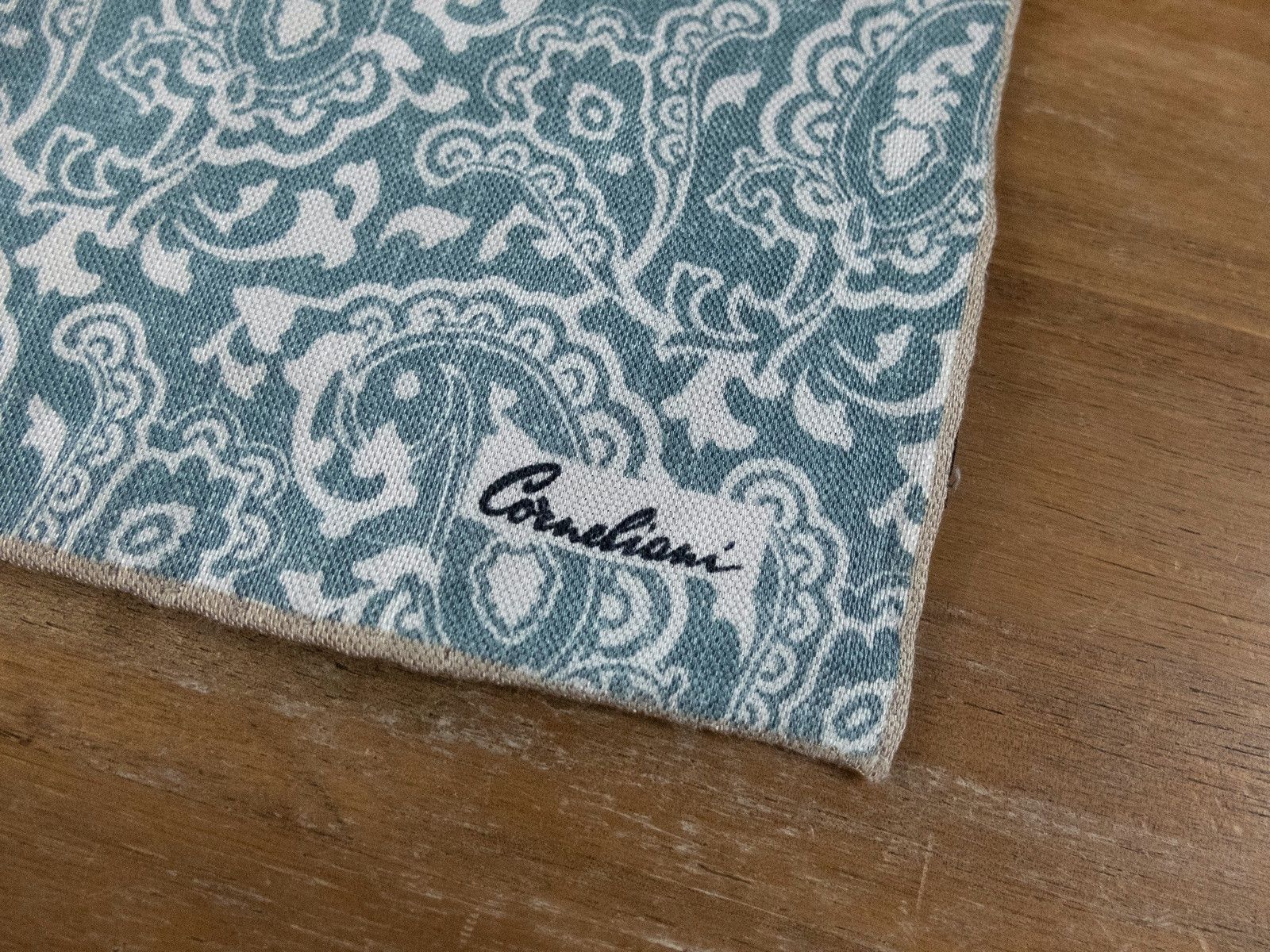 Corneliani CORNELIANI green paisley print linen silk pocket square Size ONE SIZE - 2 Thumbnail