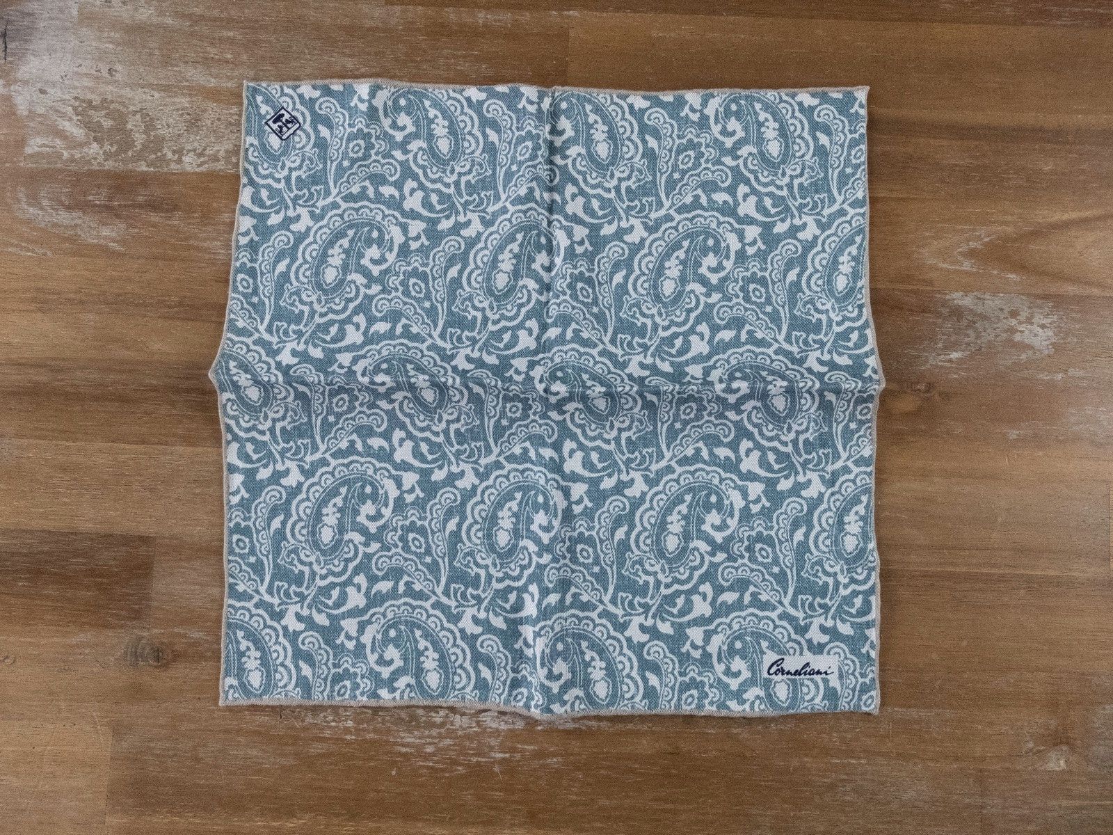 Corneliani CORNELIANI green paisley print linen silk pocket square Size ONE SIZE - 1 Thumbnail