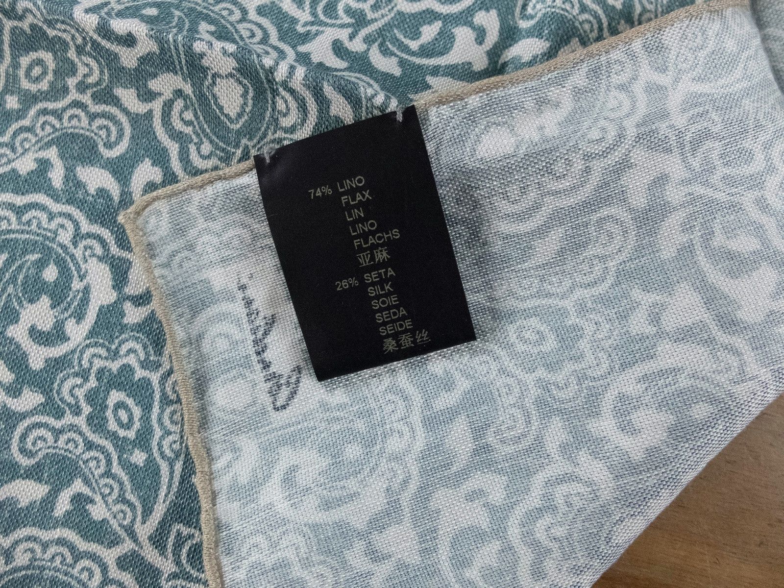 Corneliani CORNELIANI green paisley print linen silk pocket square Size ONE SIZE - 4 Thumbnail