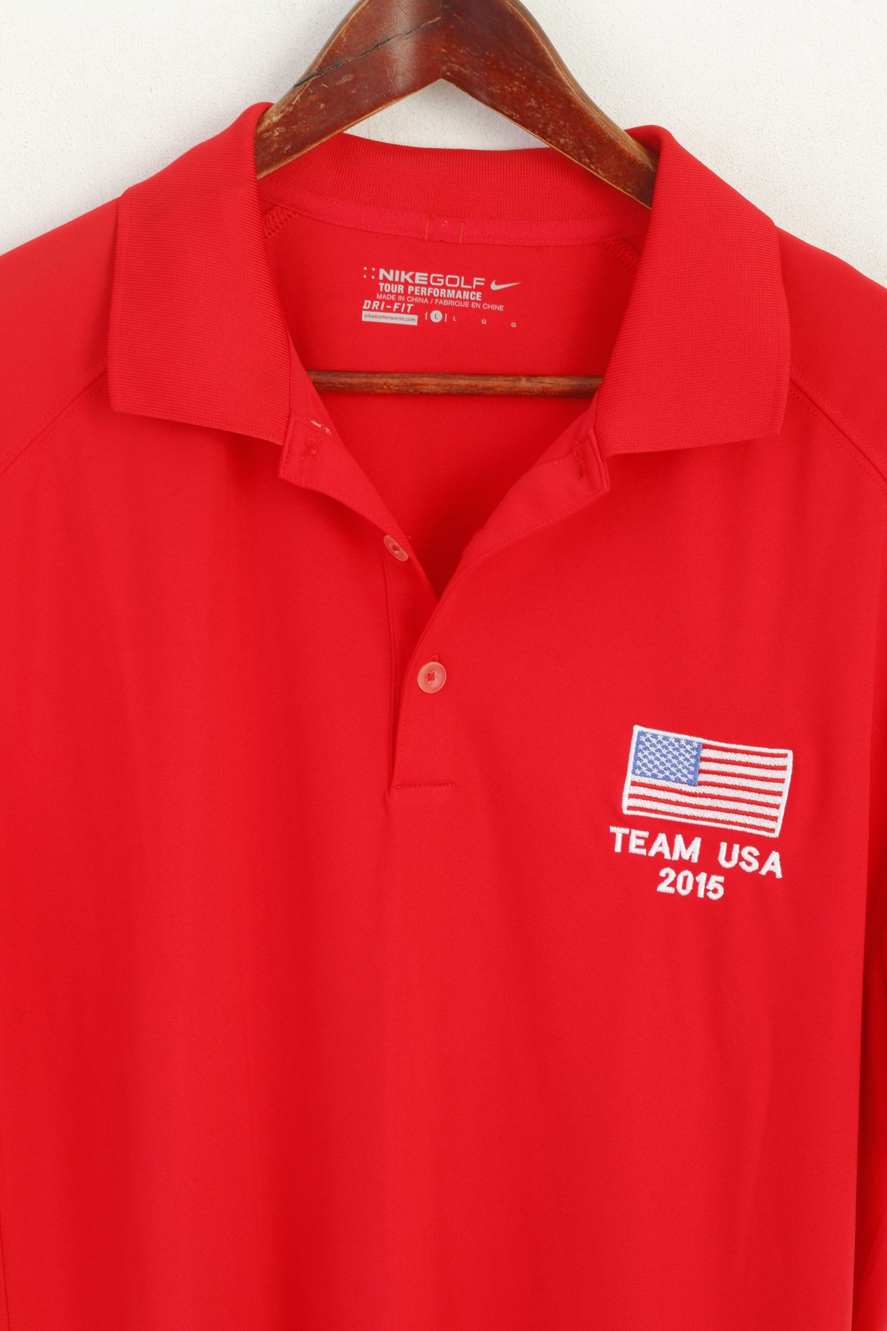 Nike × Vintage Nike Golf Men L Polo Shirt Red Dri-Fit Team USA 2015 1960 Size US L / EU 52-54 / 3 - 2 Thumbnail