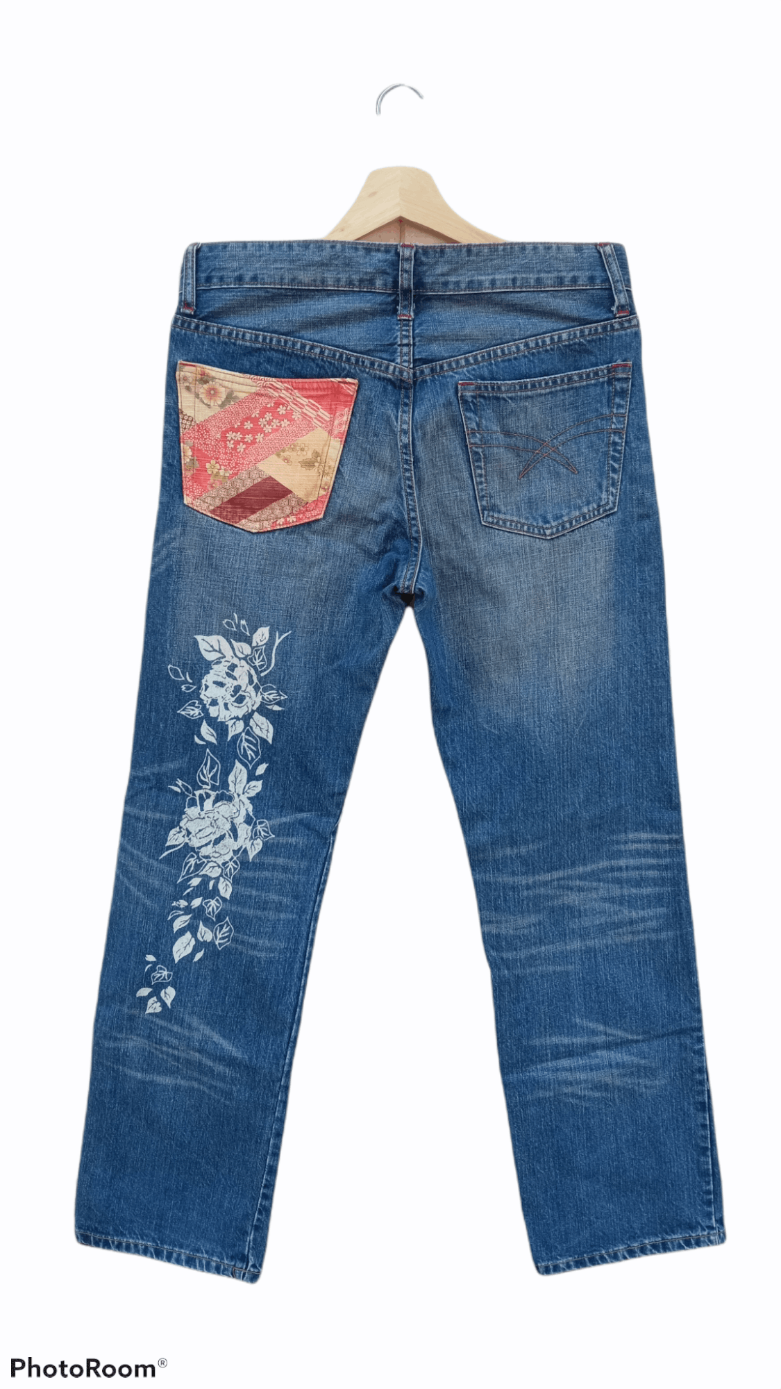 Japanese Brand × Takeo Kikuchi × Vintage 🔥🔥Takeo Kikuchi Floral Motive Distressed Jeans Size US 32 / EU 48 - 18 Thumbnail