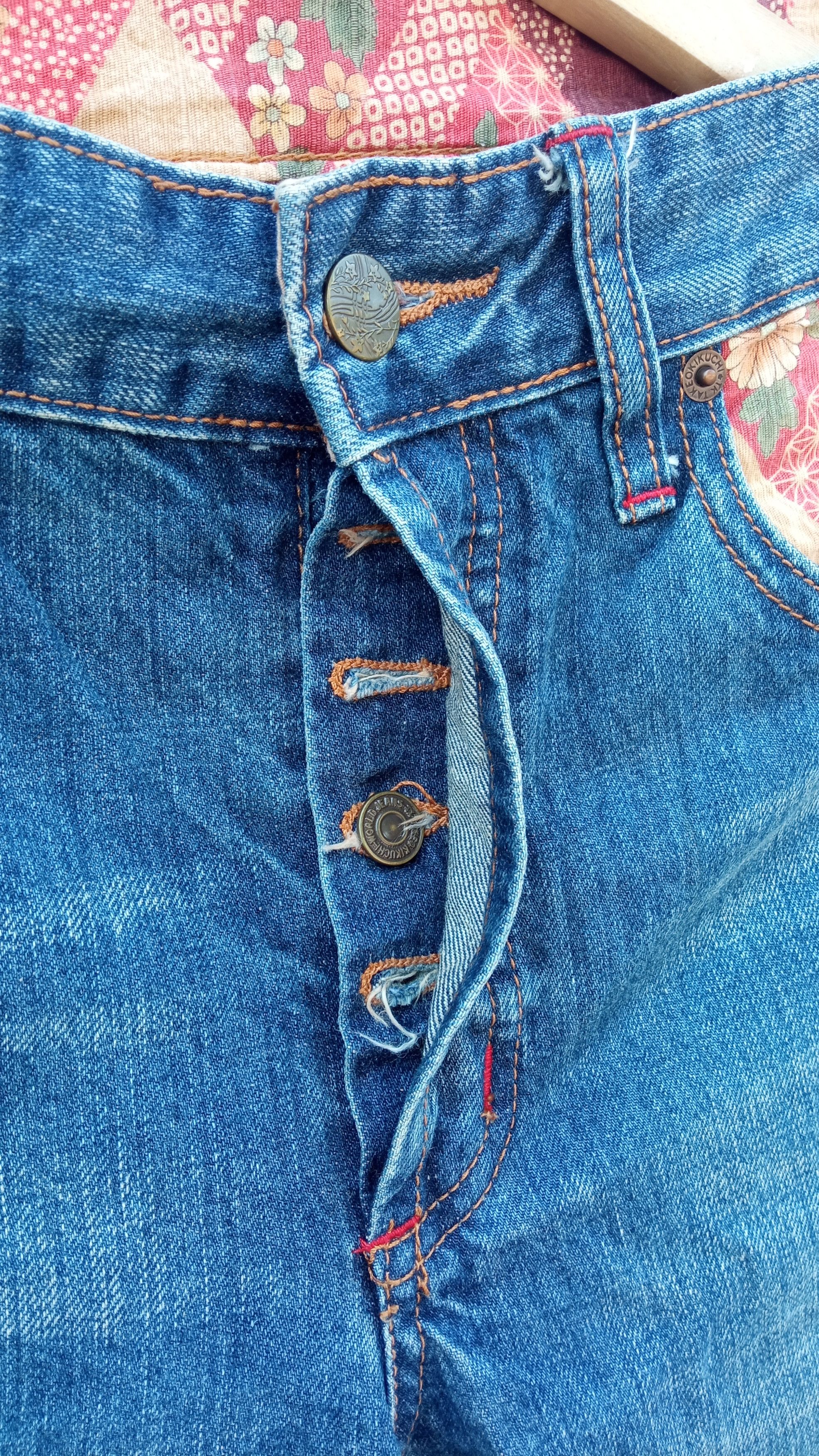 Japanese Brand × Takeo Kikuchi × Vintage 🔥🔥Takeo Kikuchi Floral Motive Distressed Jeans Size US 32 / EU 48 - 15 Thumbnail