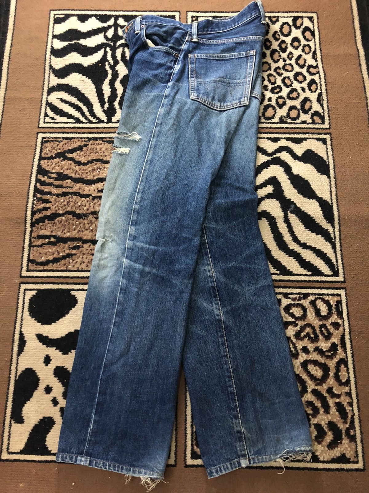 Edwin × Vintage VINTAGE SELVEDGE EDWIN 505x GRUNGE DISTRESSED DENIM Size US 29 - 13 Thumbnail