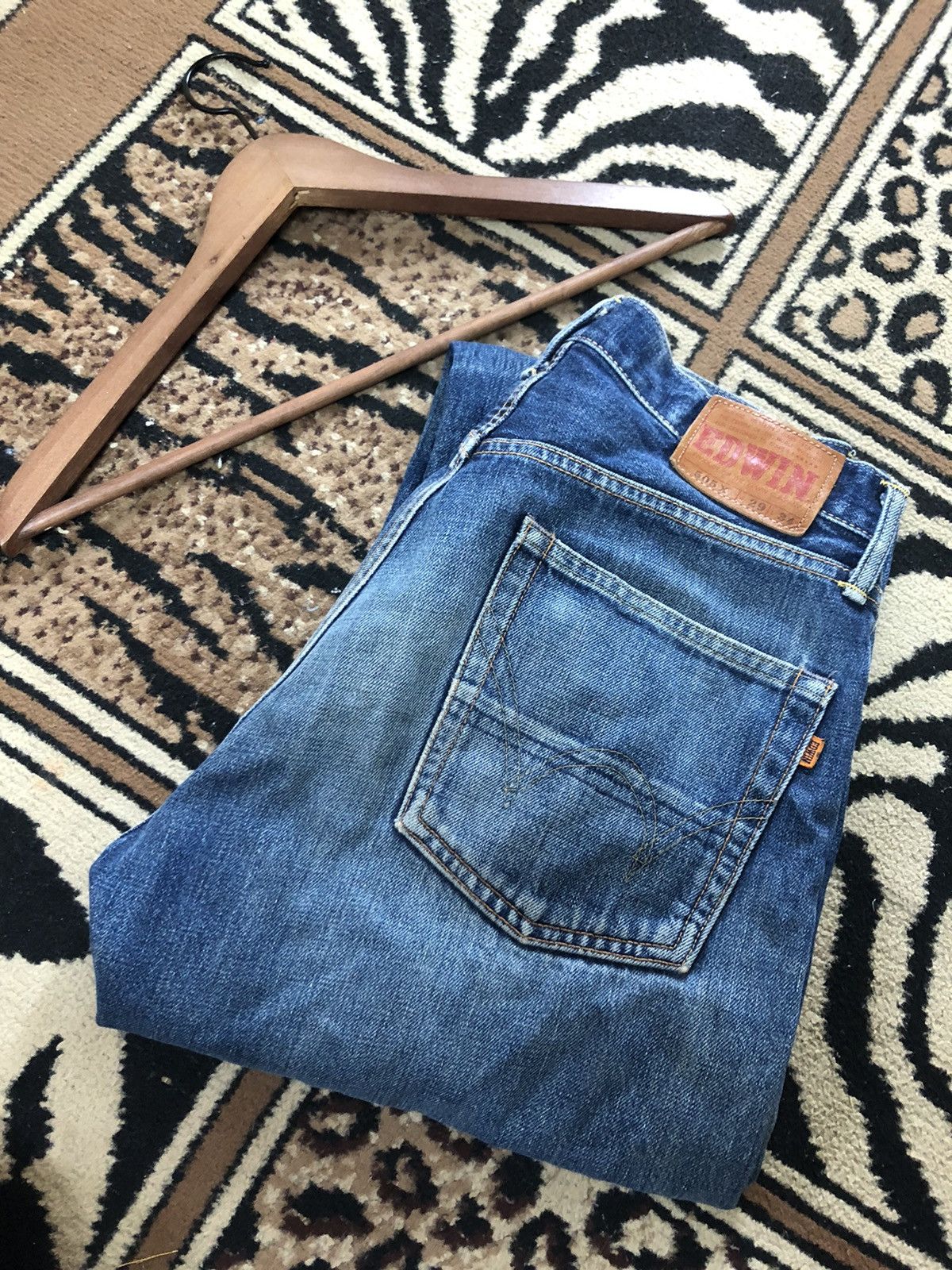 Edwin × Vintage VINTAGE SELVEDGE EDWIN 505x GRUNGE DISTRESSED DENIM Size US 29 - 18 Thumbnail