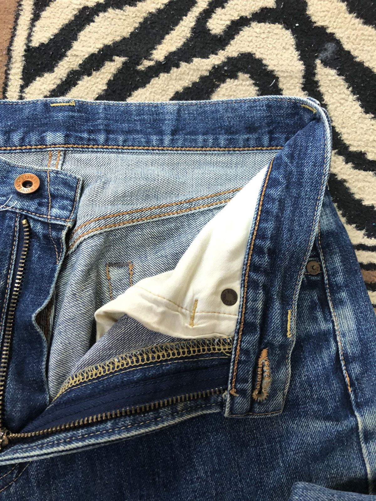 Edwin × Vintage VINTAGE SELVEDGE EDWIN 505x GRUNGE DISTRESSED DENIM Size US 29 - 6 Thumbnail