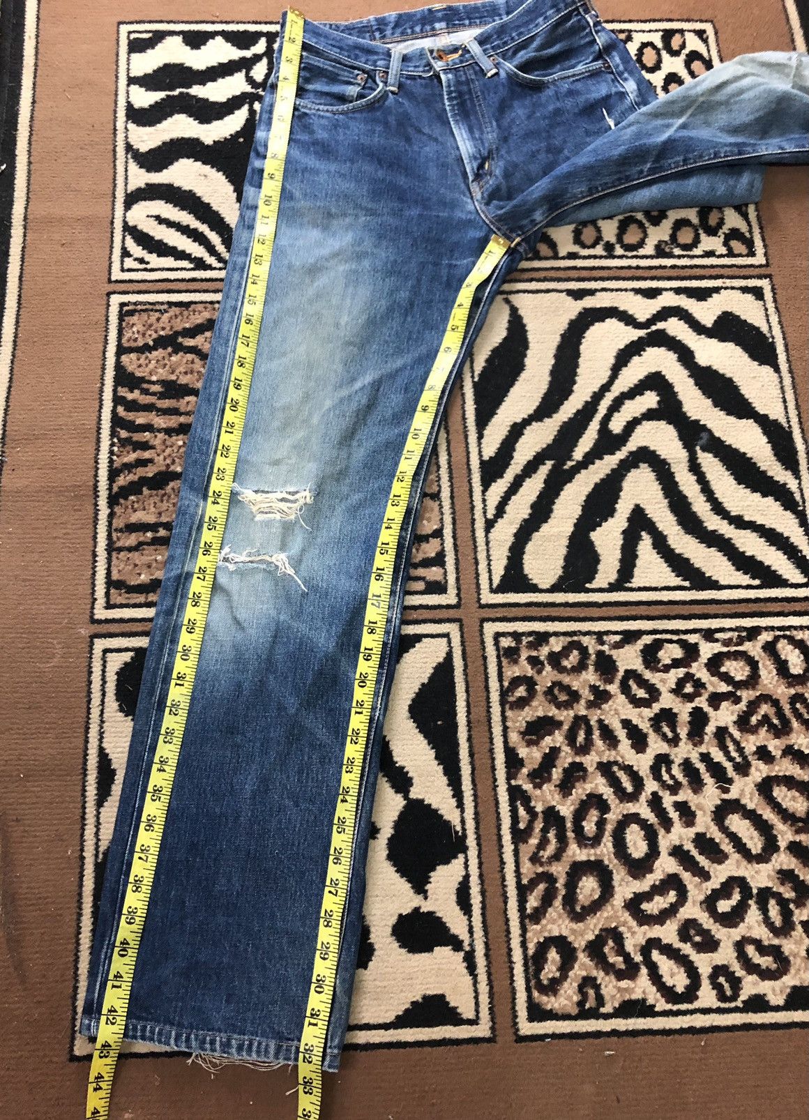 Edwin × Vintage VINTAGE SELVEDGE EDWIN 505x GRUNGE DISTRESSED DENIM Size US 29 - 16 Thumbnail