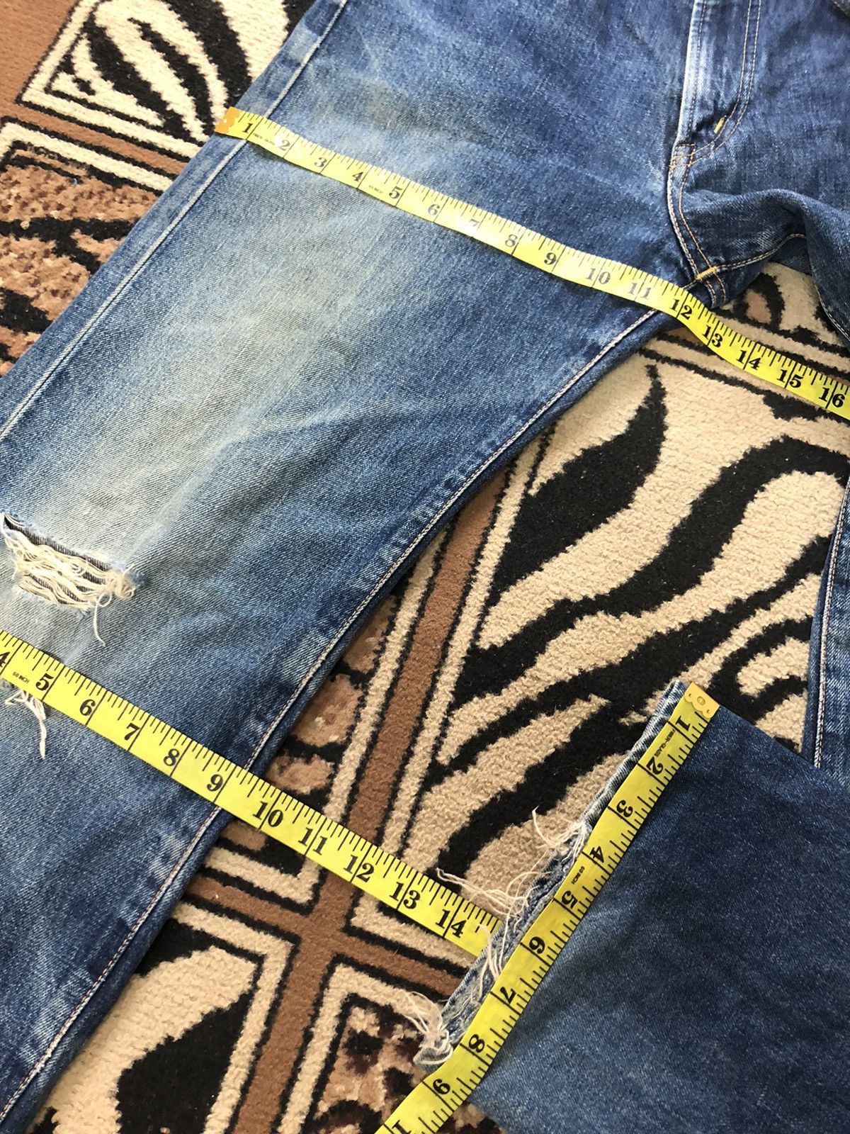Edwin × Vintage VINTAGE SELVEDGE EDWIN 505x GRUNGE DISTRESSED DENIM Size US 29 - 17 Thumbnail