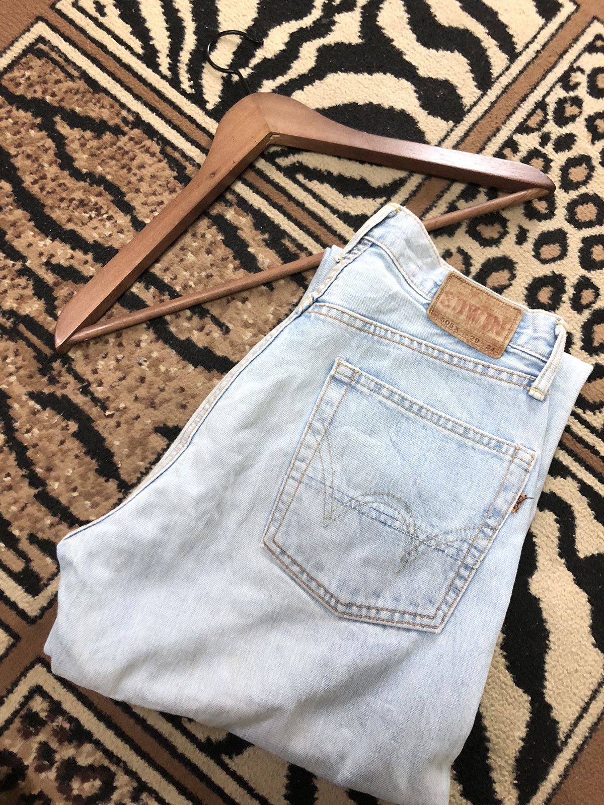 Edwin × Vintage VINTAGE SELVEDGE EDWIN505x LIGHT BLUE WASH DISTRESSED DENIM Size US 28 / EU 44 - 18 Thumbnail