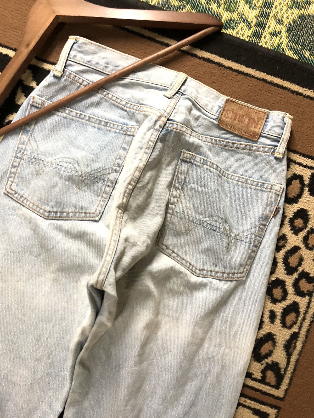 Edwin × Vintage VINTAGE SELVEDGE EDWIN505x LIGHT BLUE WASH DISTRESSED DENIM Size US 28 / EU 44 - 10 Thumbnail