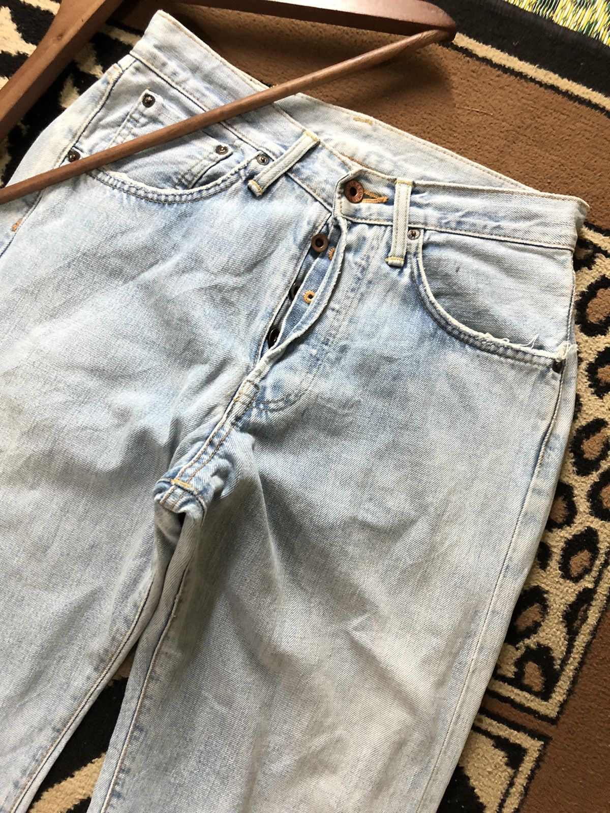 Edwin × Vintage VINTAGE SELVEDGE EDWIN505x LIGHT BLUE WASH DISTRESSED DENIM Size US 28 / EU 44 - 2 Thumbnail