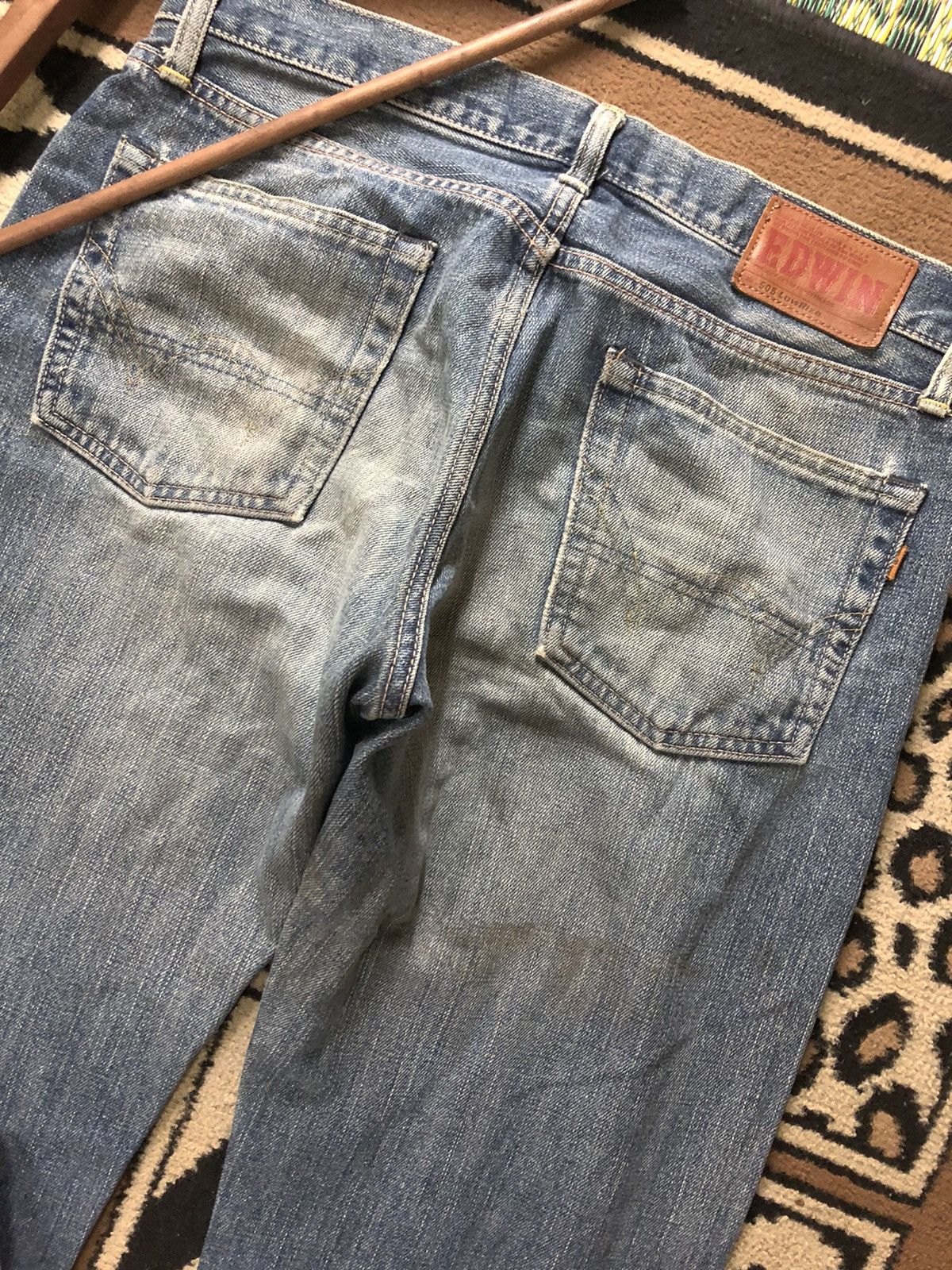 Edwin × Vintage VINTAGE SELVEDGE EDWIN LOWRIZE DISTRESSED BLUE WASH DENIM Size US 30 / EU 46 - 10 Thumbnail