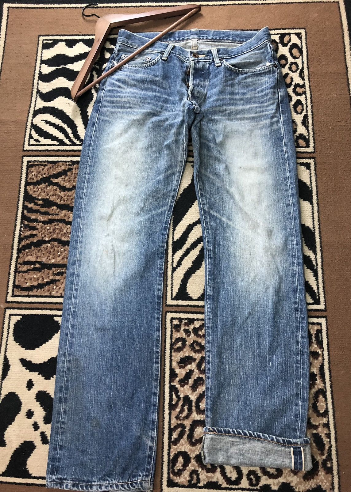 Edwin × Vintage VINTAGE SELVEDGE EDWIN LOWRIZE DISTRESSED BLUE WASH DENIM Size US 30 / EU 46 - 1 Thumbnail