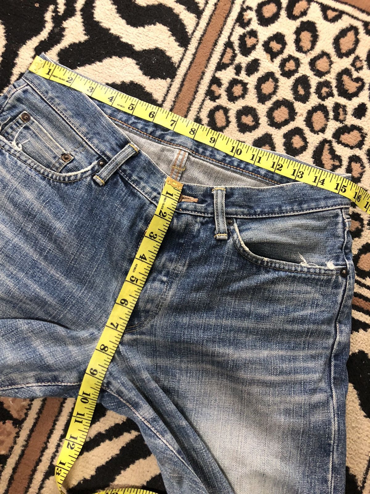 Edwin × Vintage VINTAGE SELVEDGE EDWIN LOWRIZE DISTRESSED BLUE WASH DENIM Size US 30 / EU 46 - 15 Thumbnail