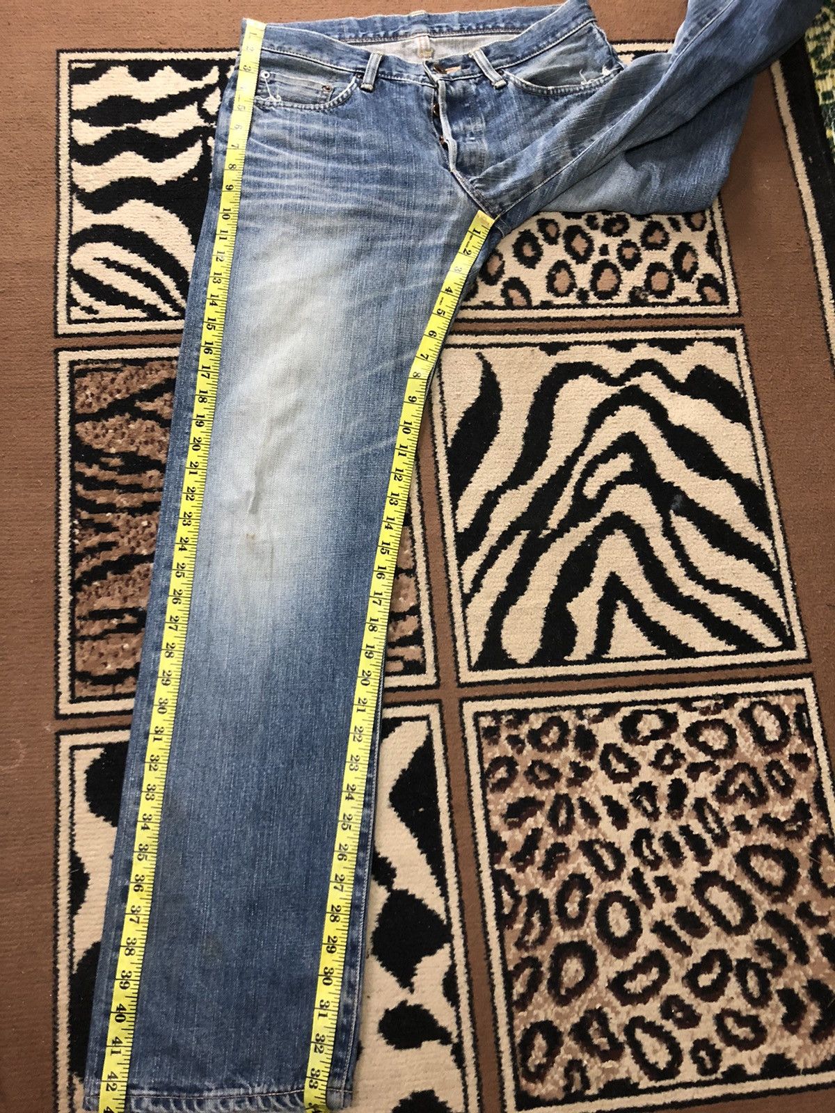 Edwin × Vintage VINTAGE SELVEDGE EDWIN LOWRIZE DISTRESSED BLUE WASH DENIM Size US 30 / EU 46 - 16 Thumbnail