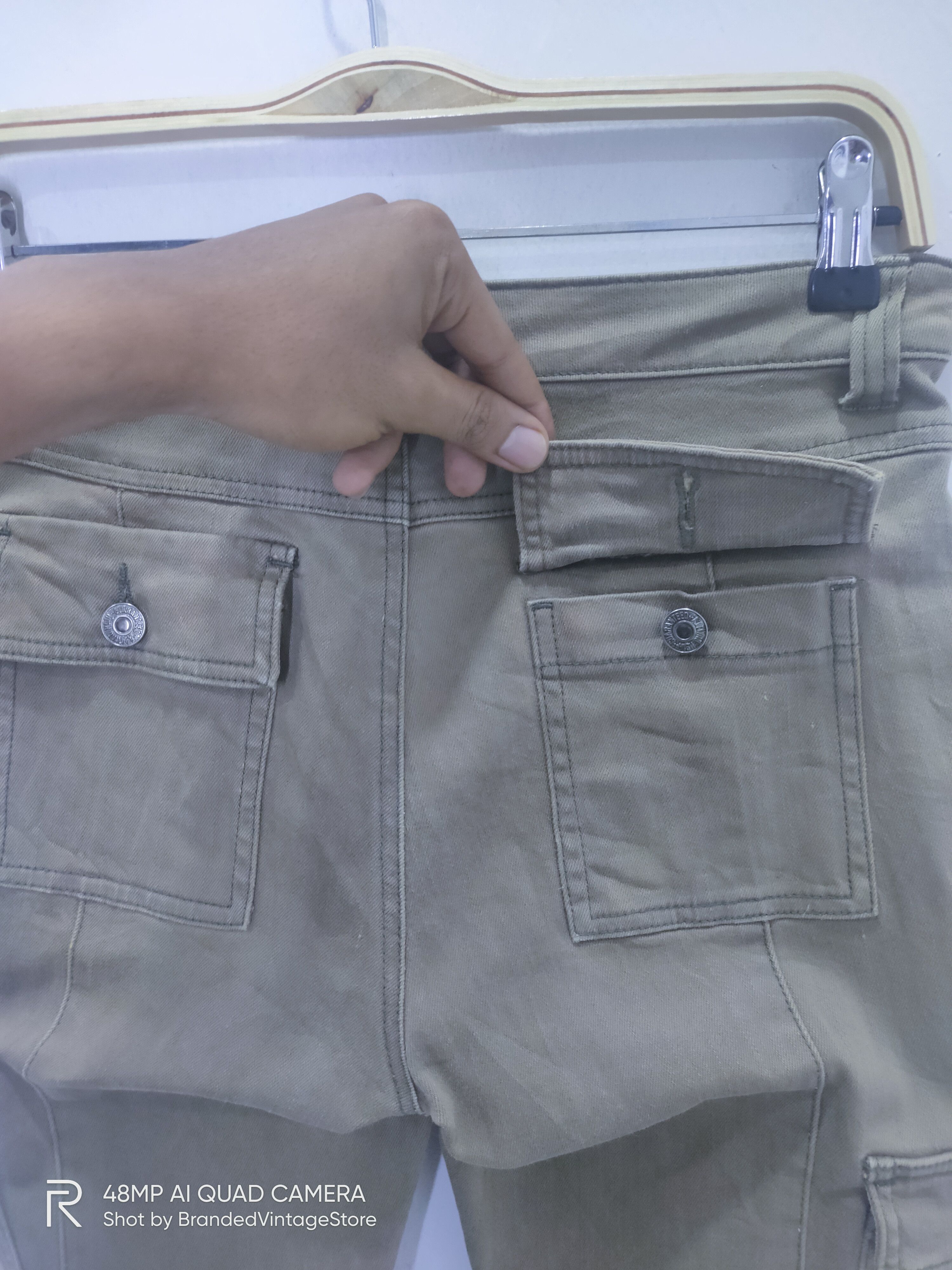 Japanese Brand Vintage DAILY TOPIC Flare Tactical Denim Cargo Pants Jeans Size 30" / US 8 / IT 44 - 10 Thumbnail