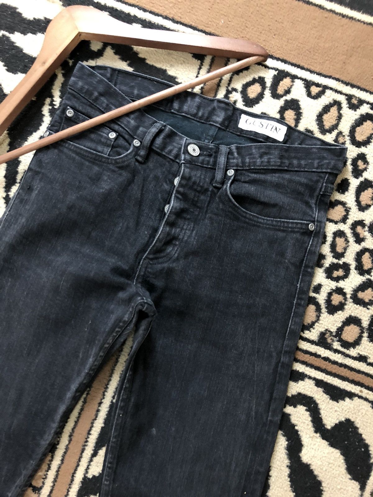 Gustin × Salvage × Vintage VINTAGE SELVEDGE GUSTIN SLIM FIT SUPER BLACK DENIM Size US 28 / EU 44 - 2 Thumbnail