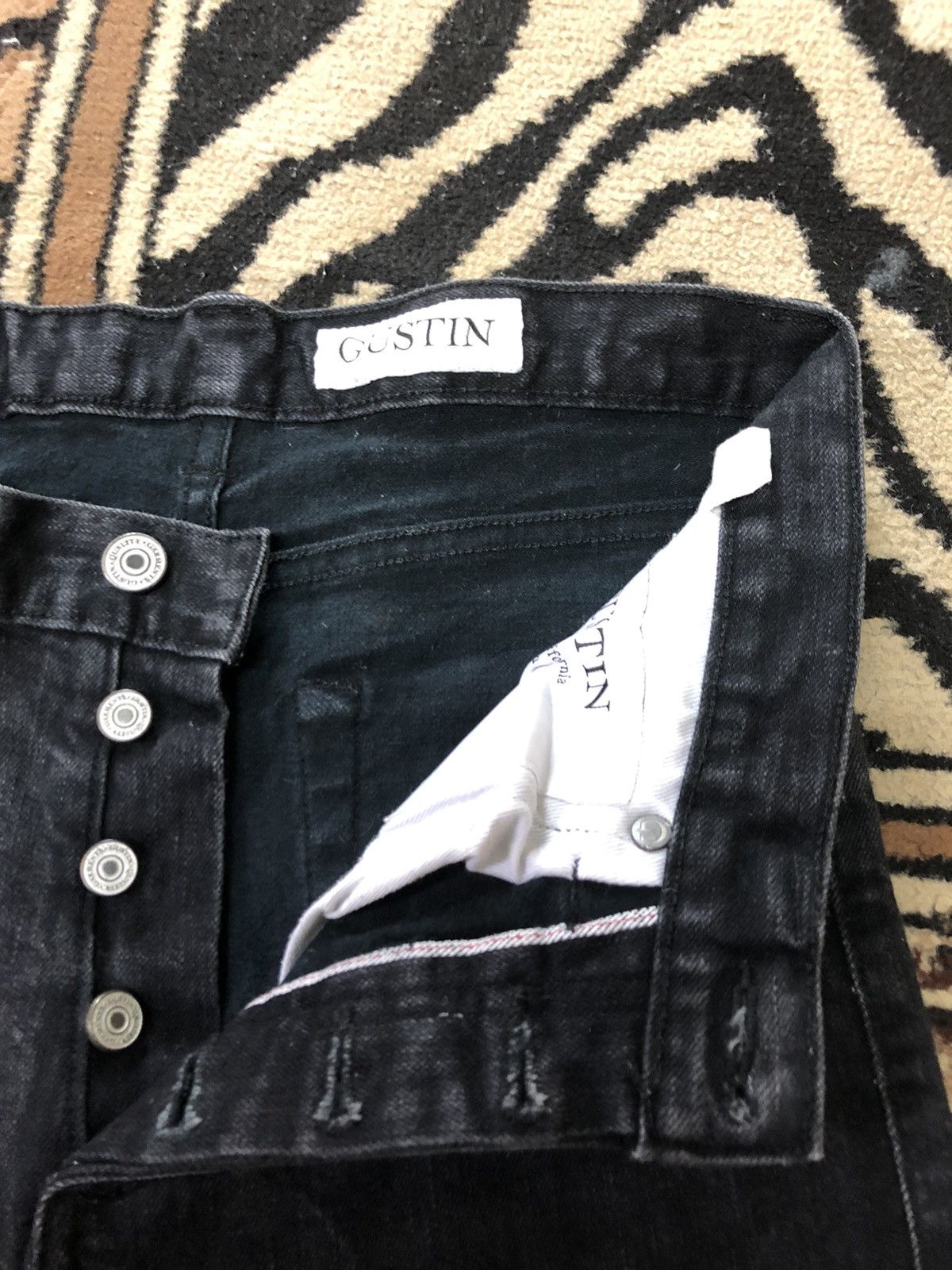 Gustin × Salvage × Vintage VINTAGE SELVEDGE GUSTIN SLIM FIT SUPER BLACK DENIM Size US 28 / EU 44 - 5 Thumbnail