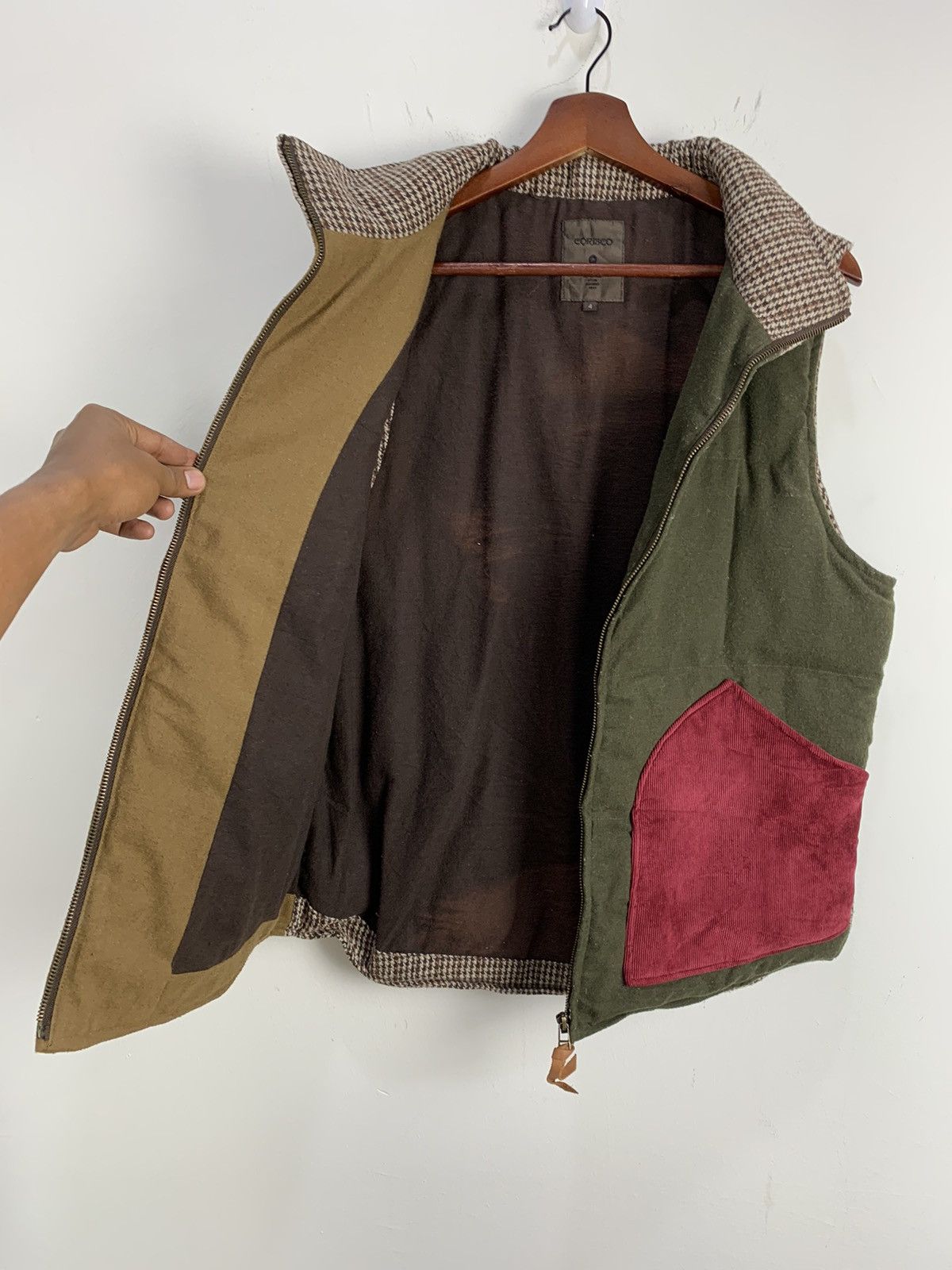 Harris Tweed × Japanese Brand HARRIS TWEED CORISCO Patchwork Houndstooth Art Vest Jacket Size US M / EU 48-50 / 2 - 15 Thumbnail