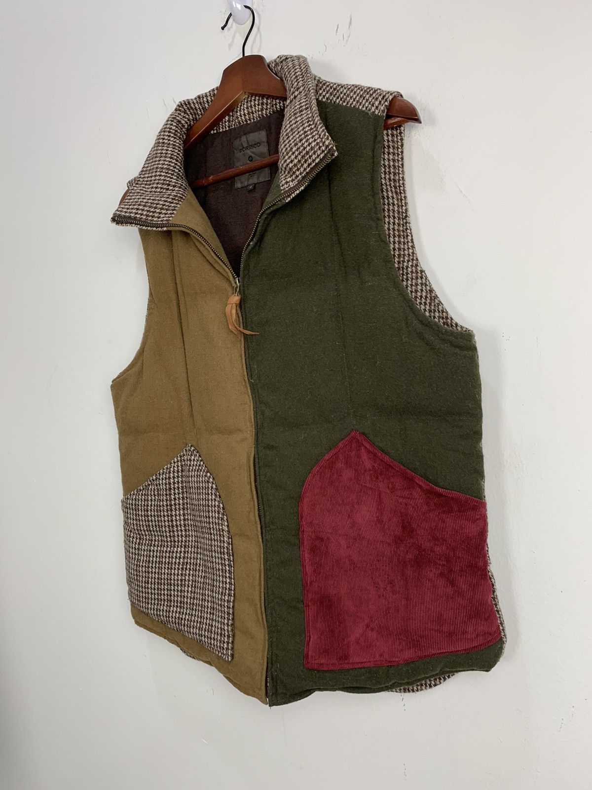 Harris Tweed × Japanese Brand HARRIS TWEED CORISCO Patchwork Houndstooth Art Vest Jacket Size US M / EU 48-50 / 2 - 7 Thumbnail