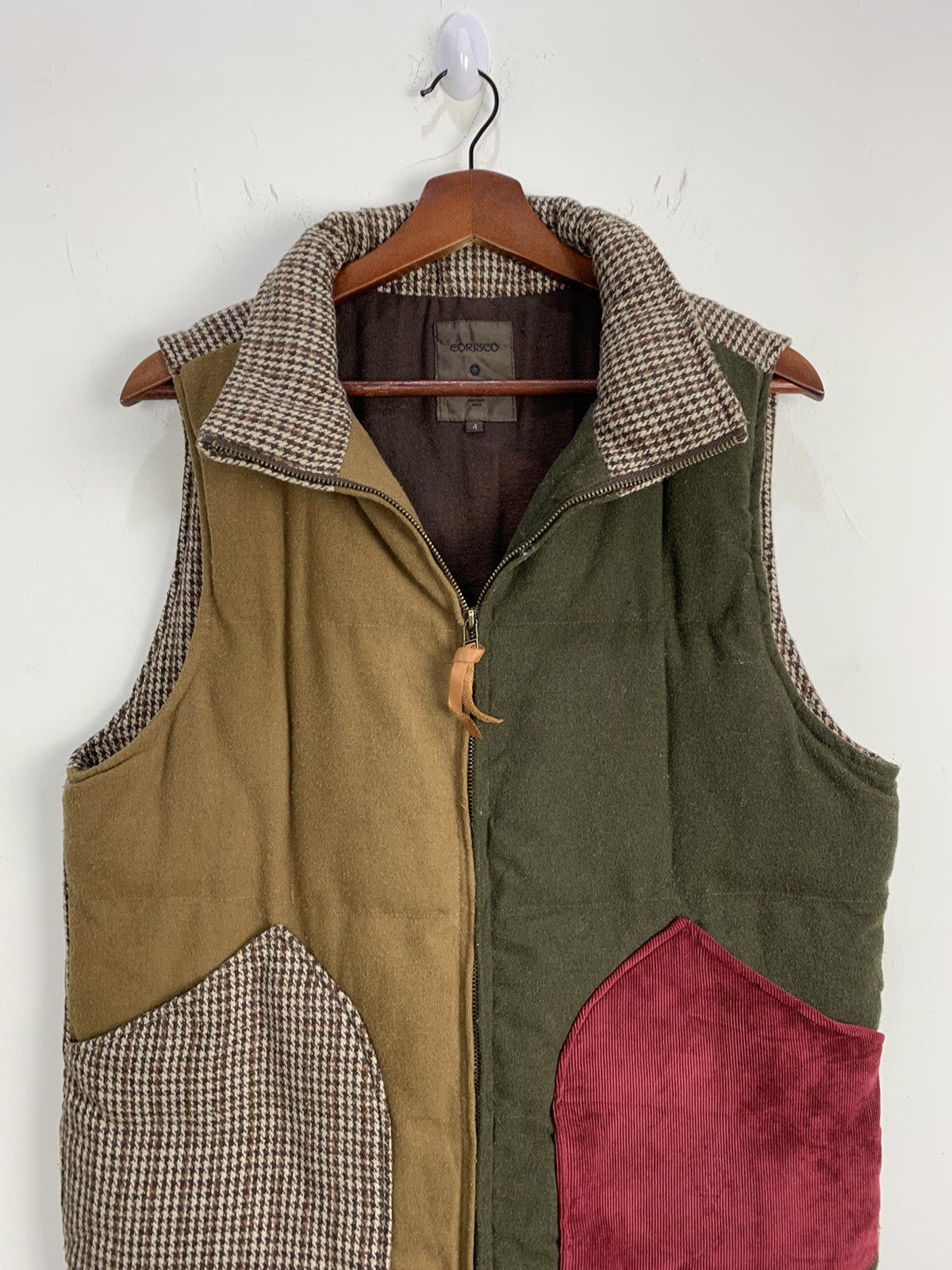 Harris Tweed × Japanese Brand HARRIS TWEED CORISCO Patchwork Houndstooth Art Vest Jacket Size US M / EU 48-50 / 2 - 4 Thumbnail