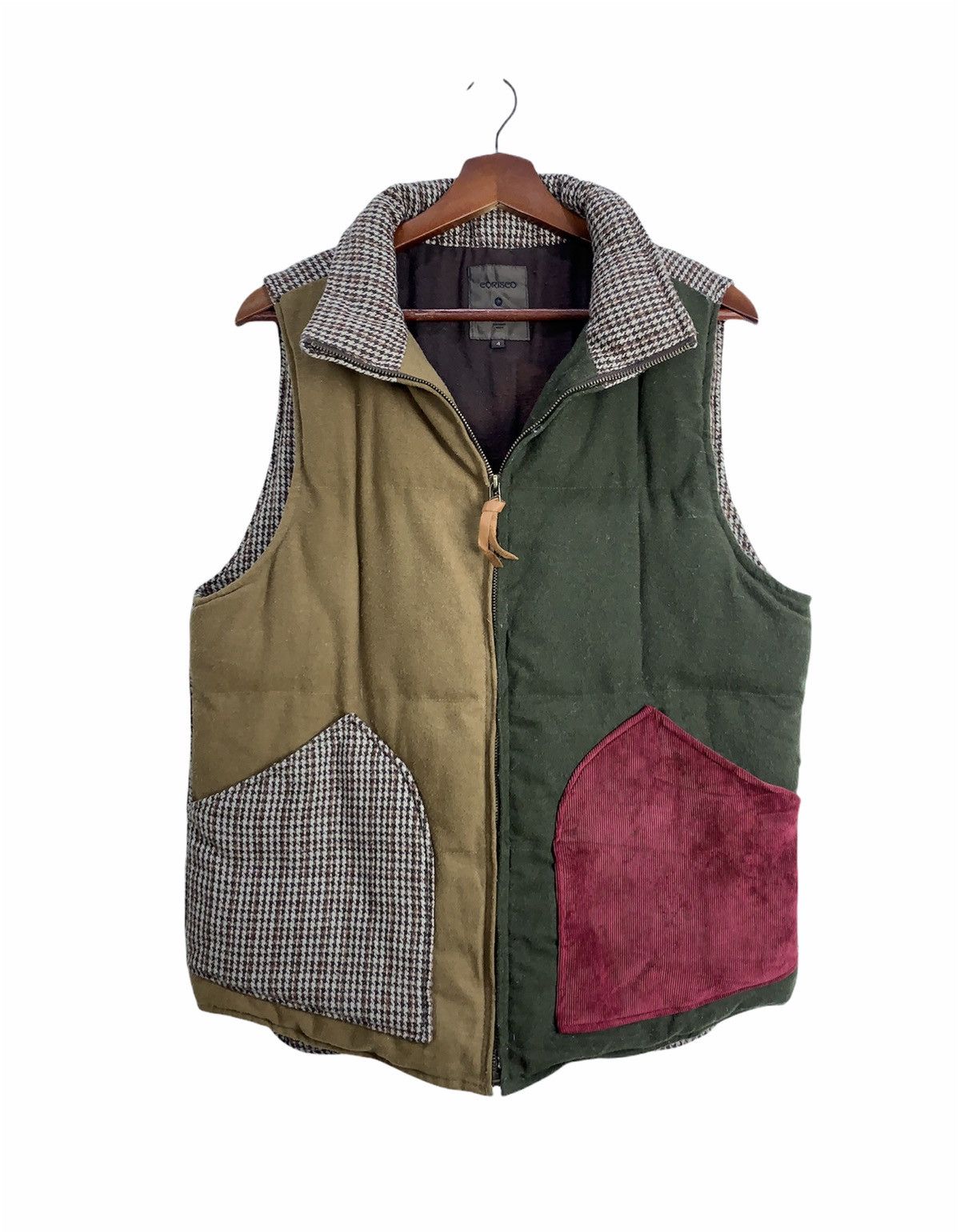 Harris Tweed × Japanese Brand HARRIS TWEED CORISCO Patchwork Houndstooth Art Vest Jacket Size US M / EU 48-50 / 2 - 1 Thumbnail