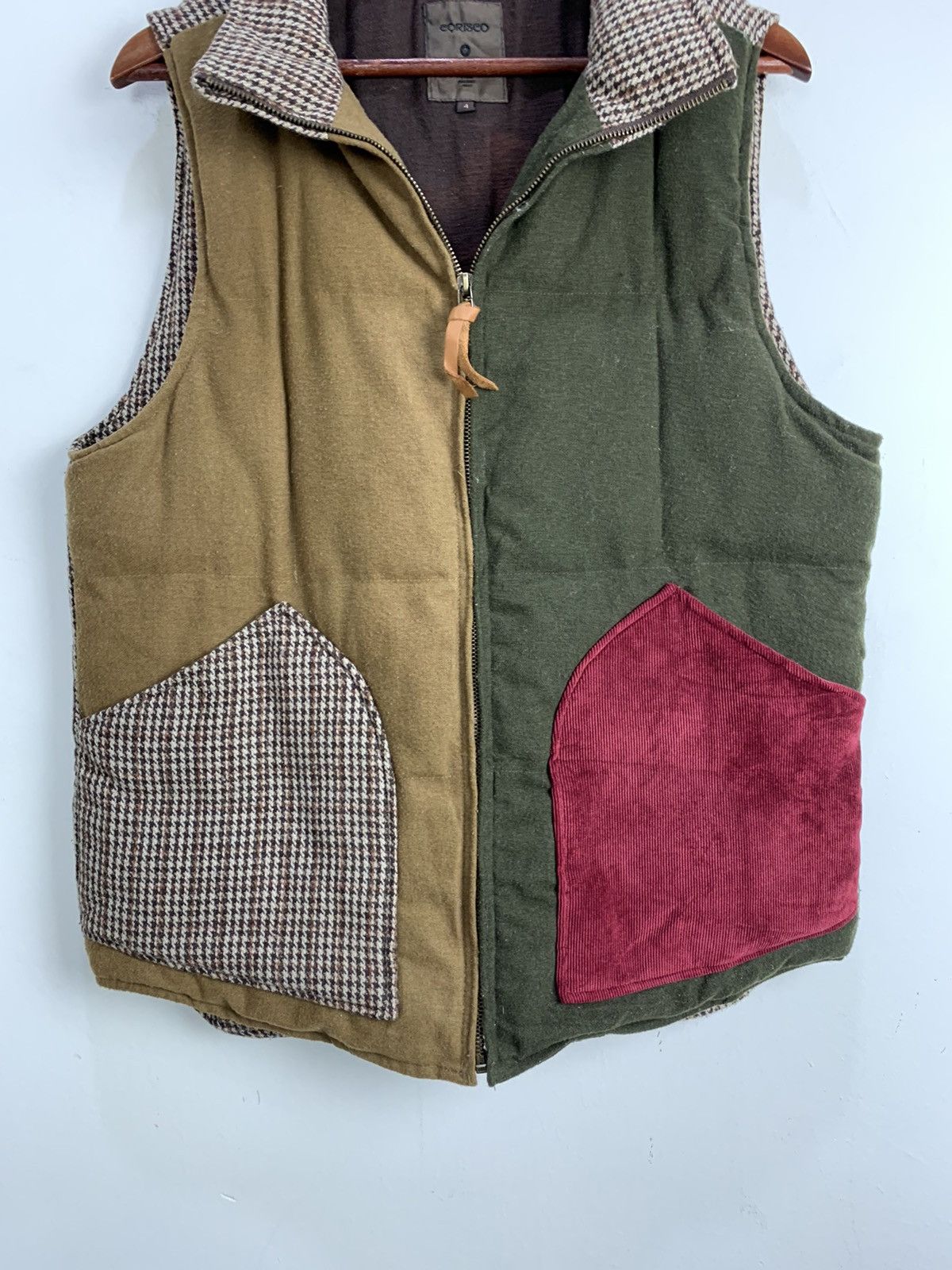 Harris Tweed × Japanese Brand HARRIS TWEED CORISCO Patchwork Houndstooth Art Vest Jacket Size US M / EU 48-50 / 2 - 5 Thumbnail