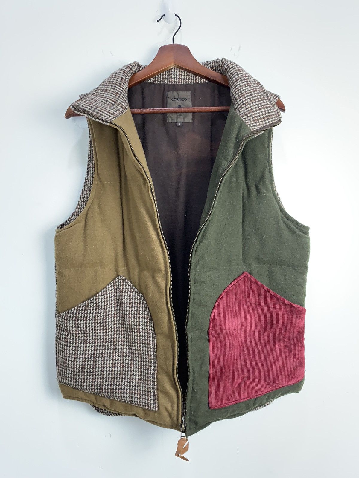Harris Tweed × Japanese Brand HARRIS TWEED CORISCO Patchwork Houndstooth Art Vest Jacket Size US M / EU 48-50 / 2 - 3 Thumbnail