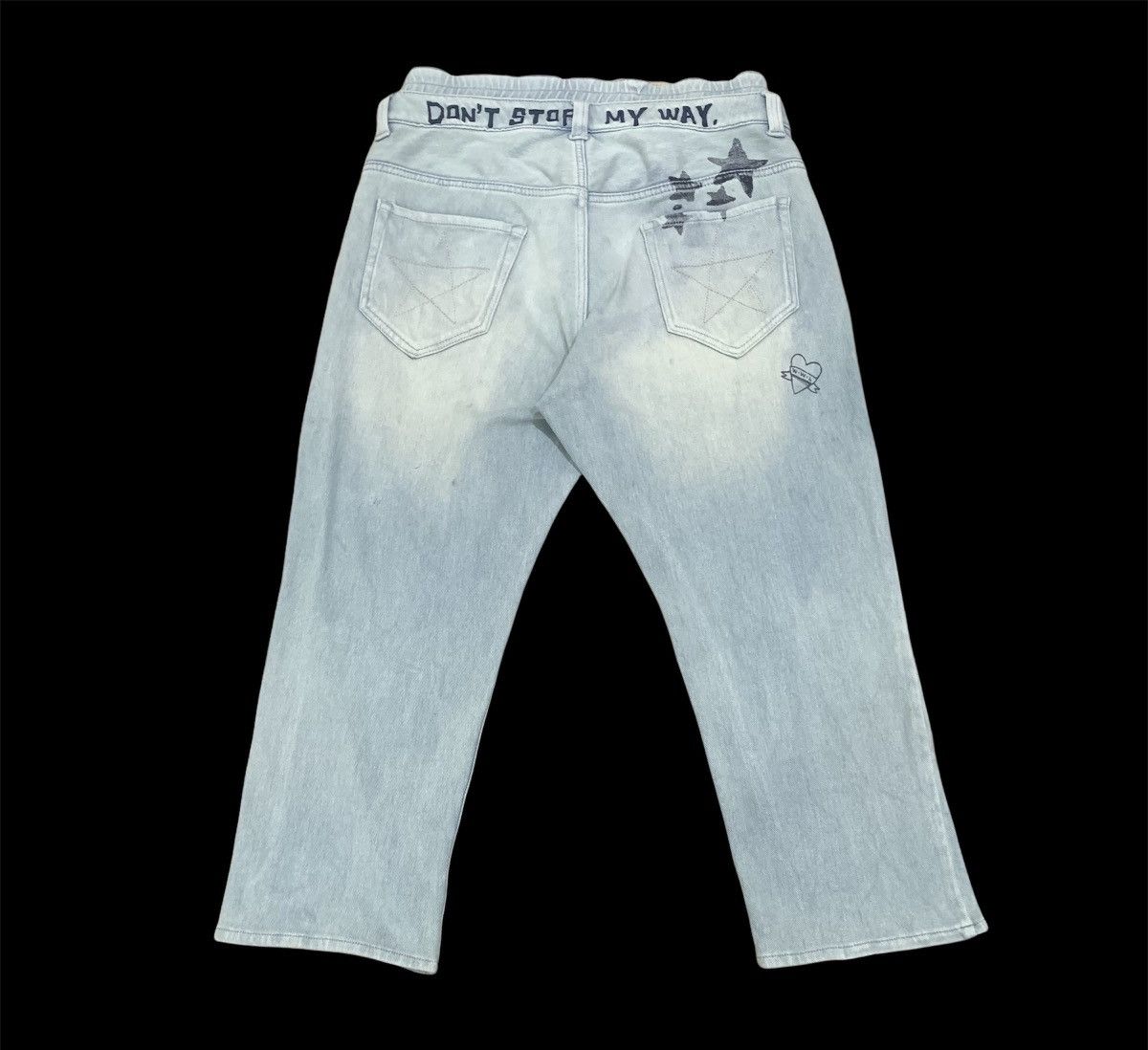 Japanese Brand WORLDWIDE LOVE Double Waist Drop Crotch 3Quarter Denim Jean Size US 32 / EU 48 - 2 Thumbnail