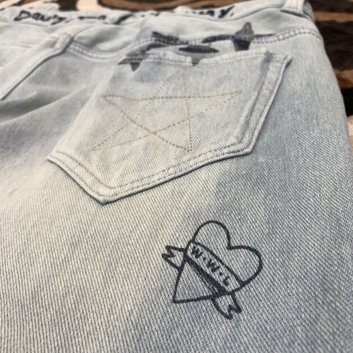Japanese Brand WORLDWIDE LOVE Double Waist Drop Crotch 3Quarter Denim Jean Size US 32 / EU 48 - 13 Thumbnail